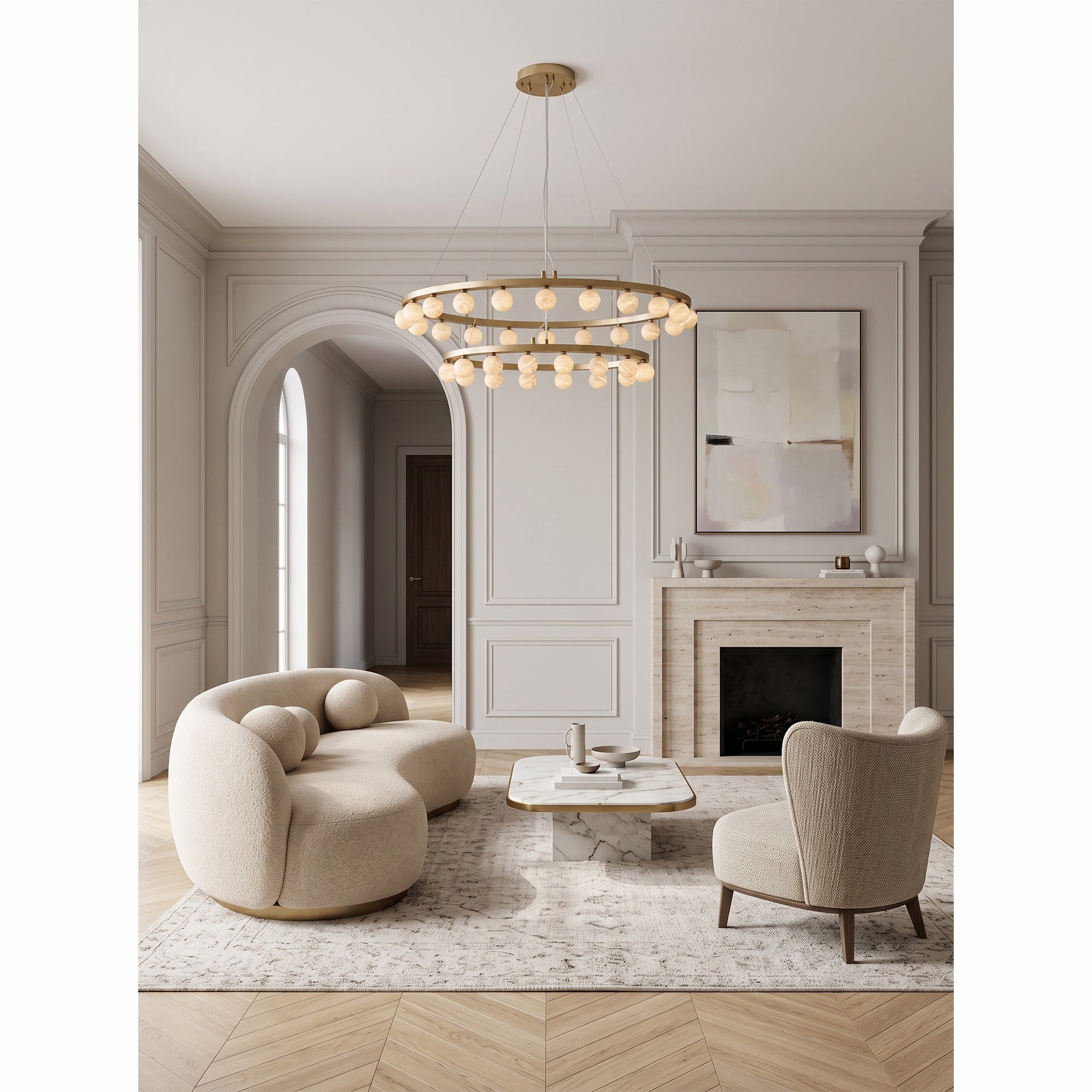 Orlienne Double Ring Alabaster Chandelier