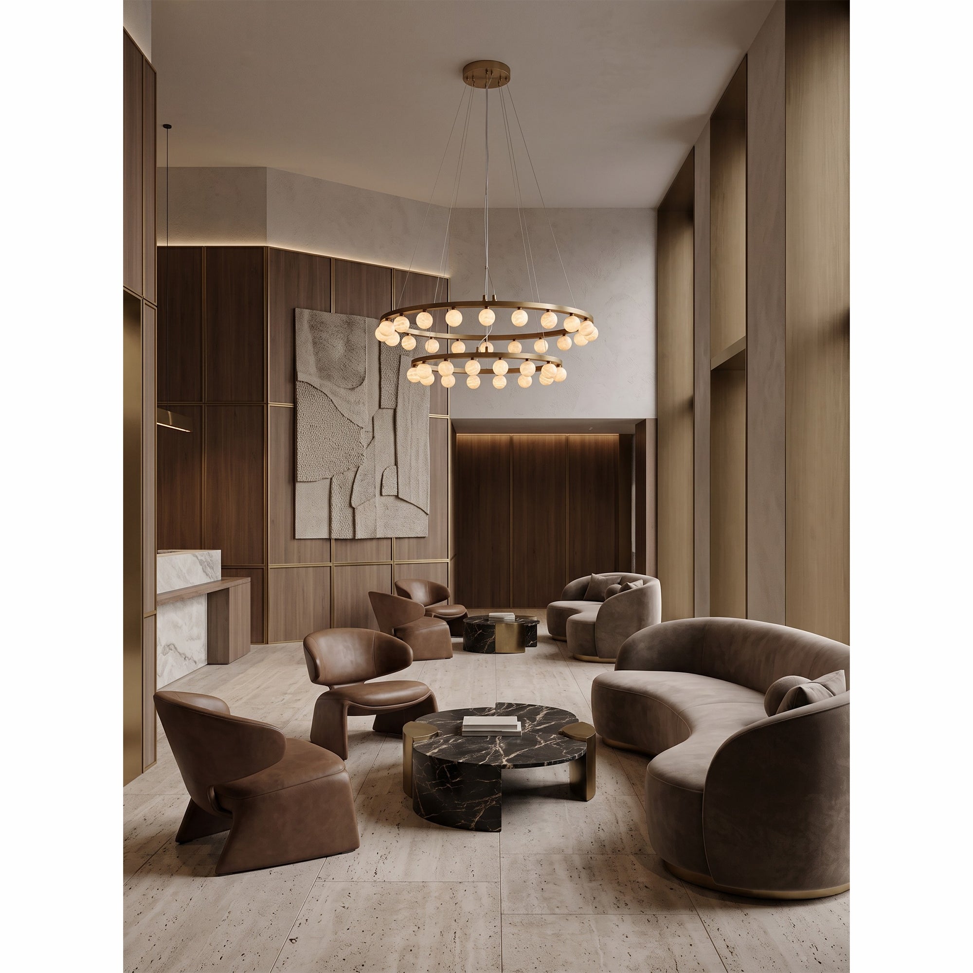 Orlienne Double Ring Alabaster Chandelier