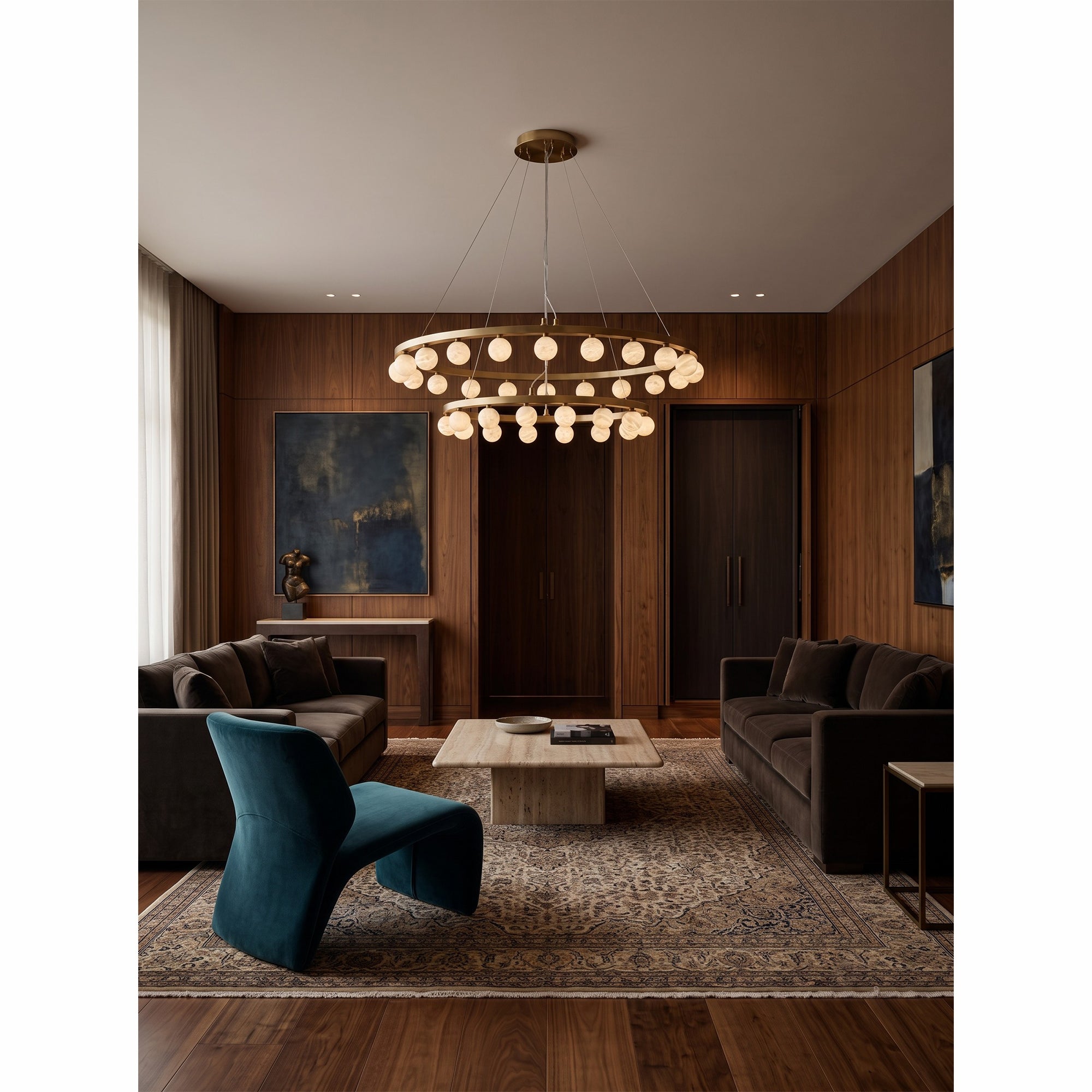 Orlienne Double Ring Alabaster Chandelier