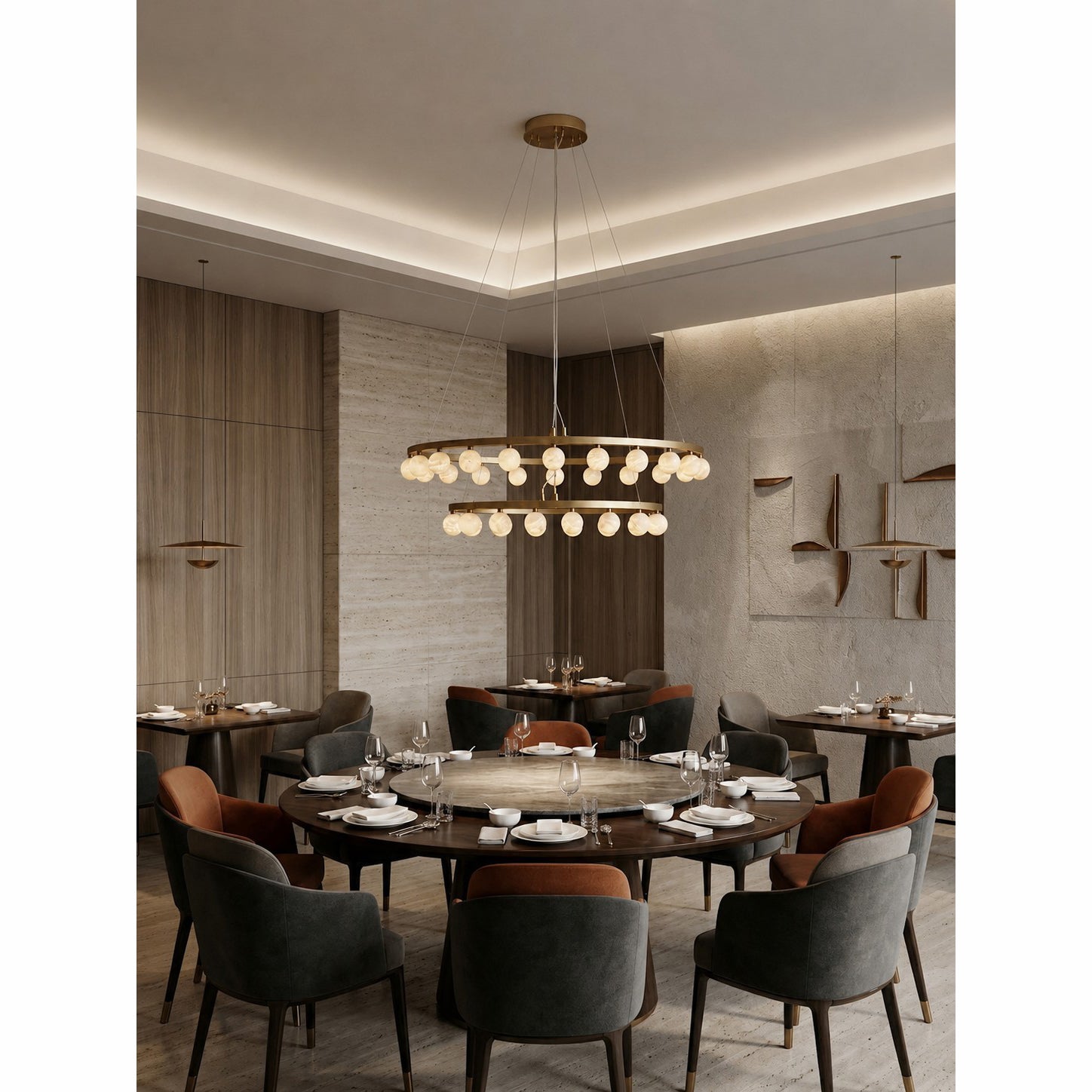 Orlienne Double Ring Alabaster Chandelier