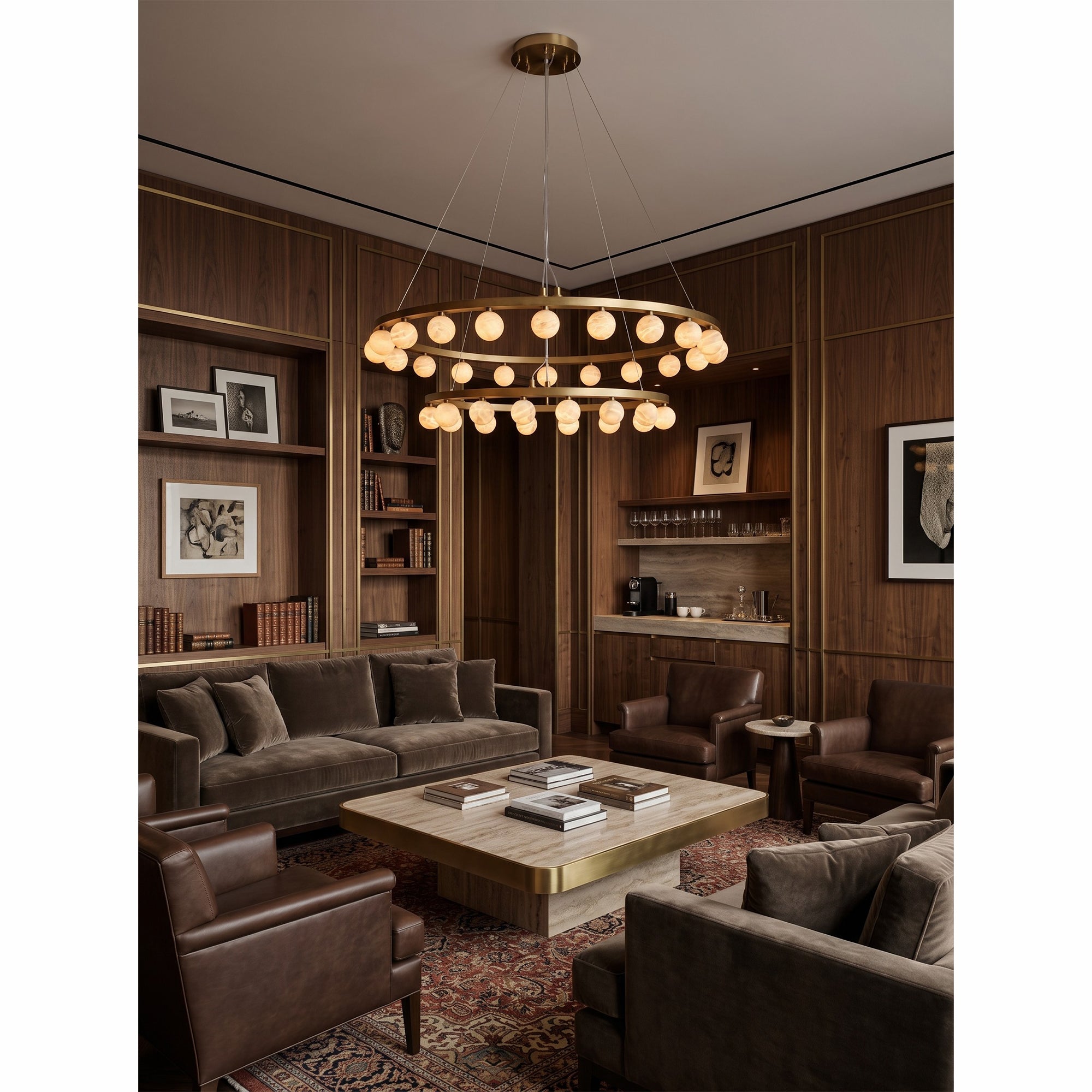 Orlienne Double Ring Alabaster Chandelier