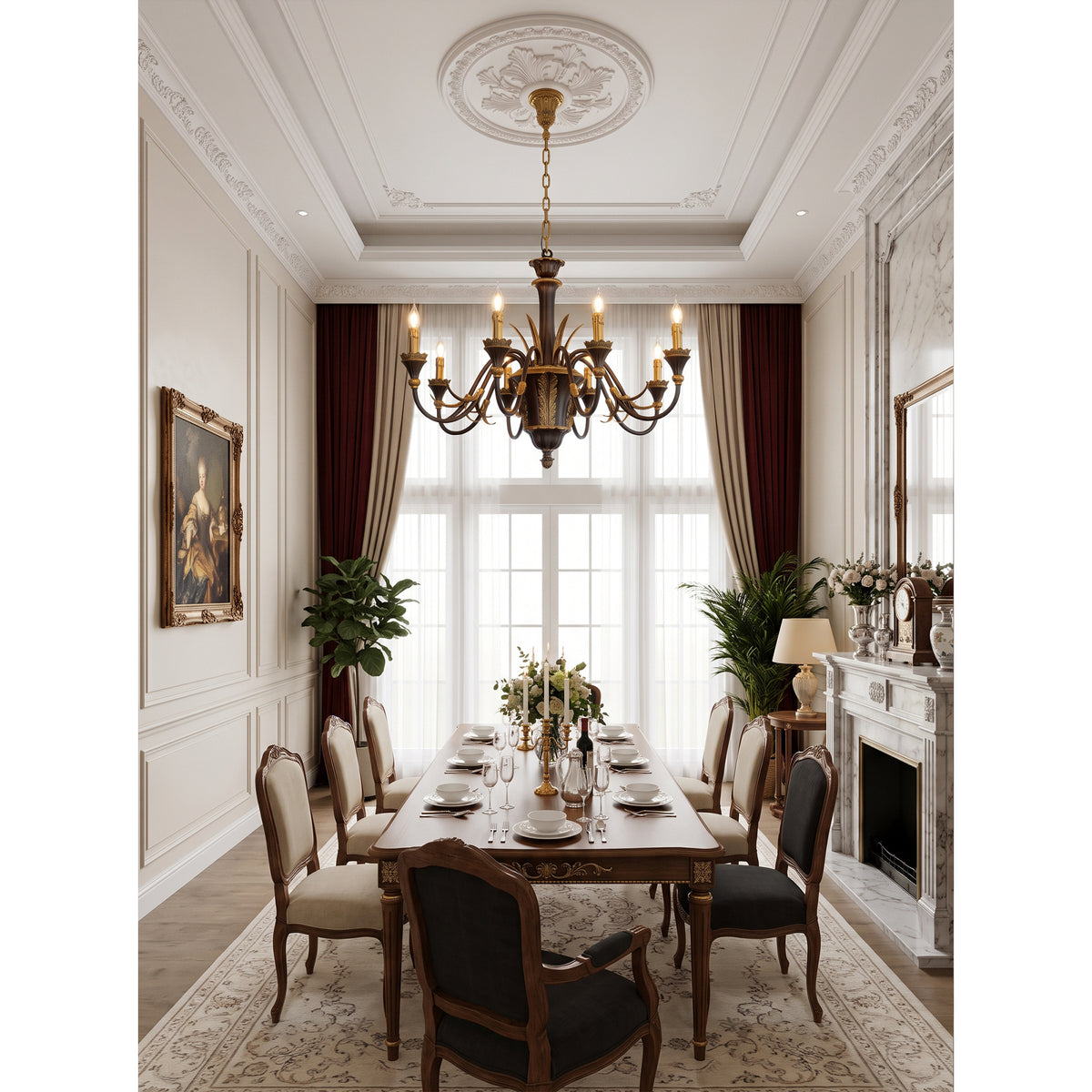Palmier Two-Tone Brass Chandelier