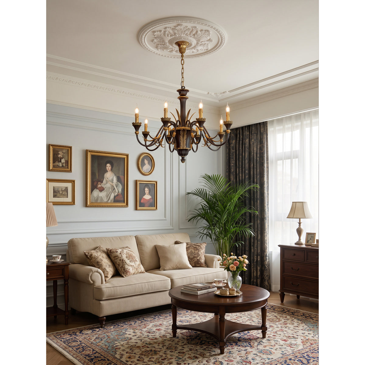 Palmier Two-Tone Brass Chandelier