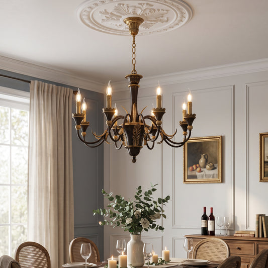 Lampadario a due toni in ottone Palmier