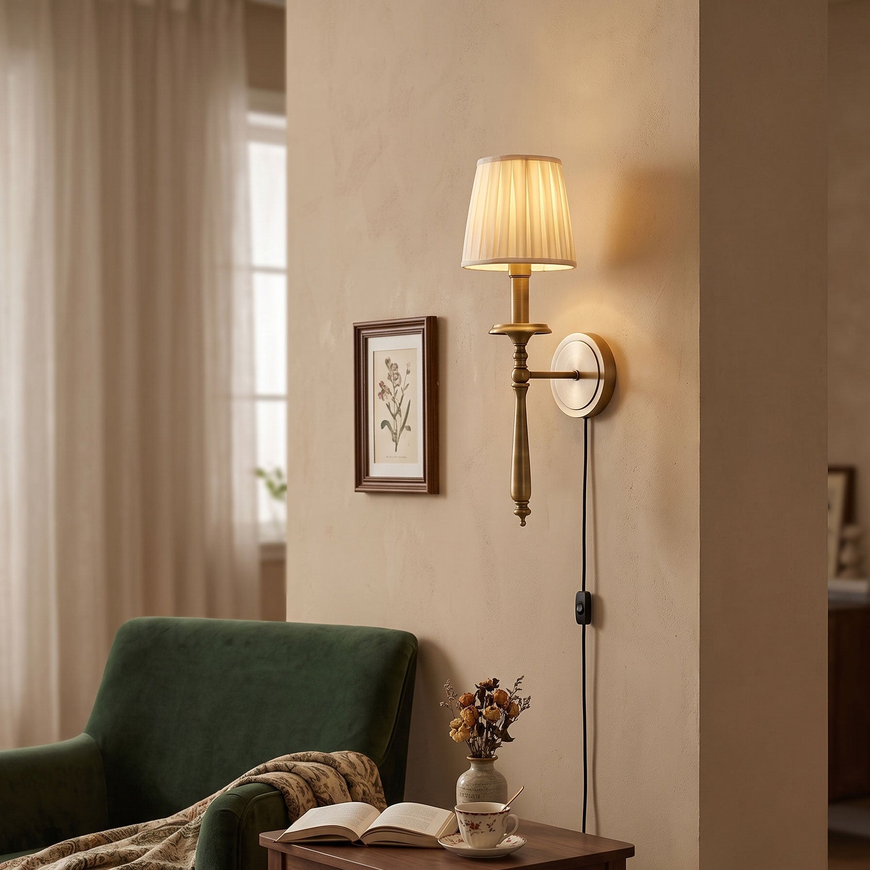 Payson Brass Plug-in Wall Sconce