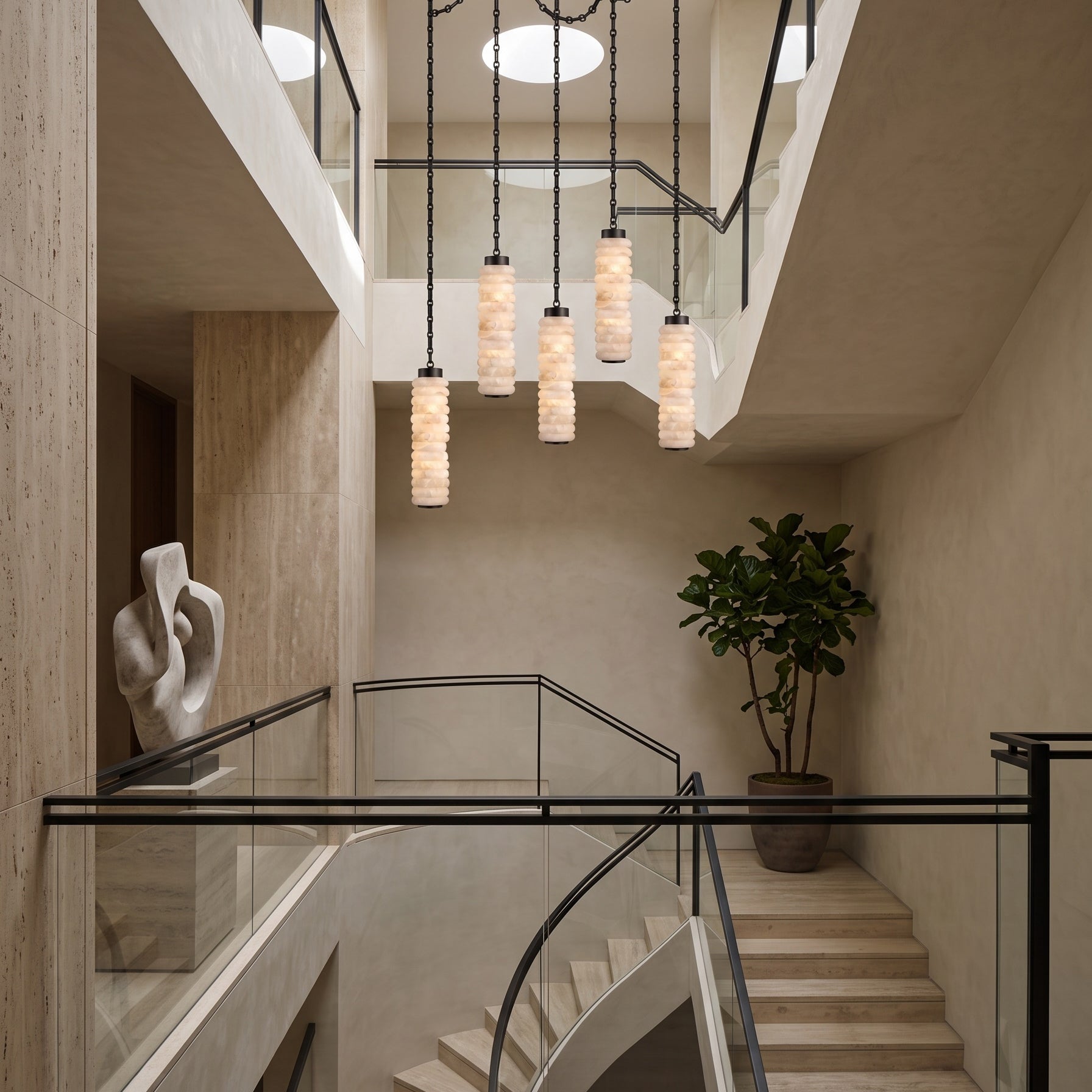 Payson Chain Alabaster Chandelier