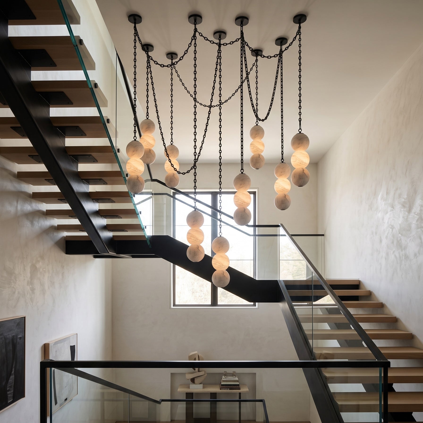 Pearl Chain Alabaster Chandelier