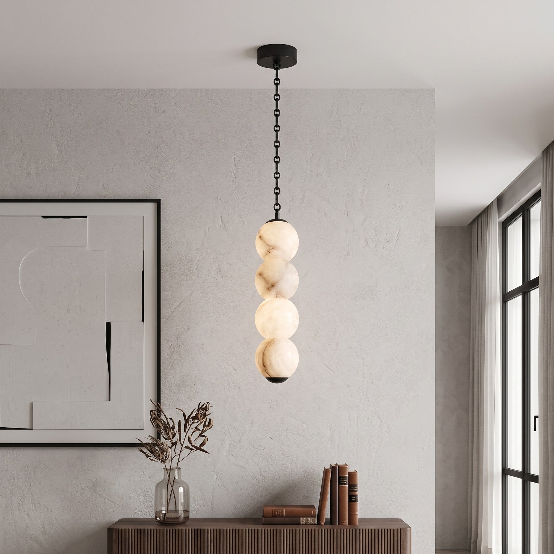 Pearl Chain Alabaster Chandelier