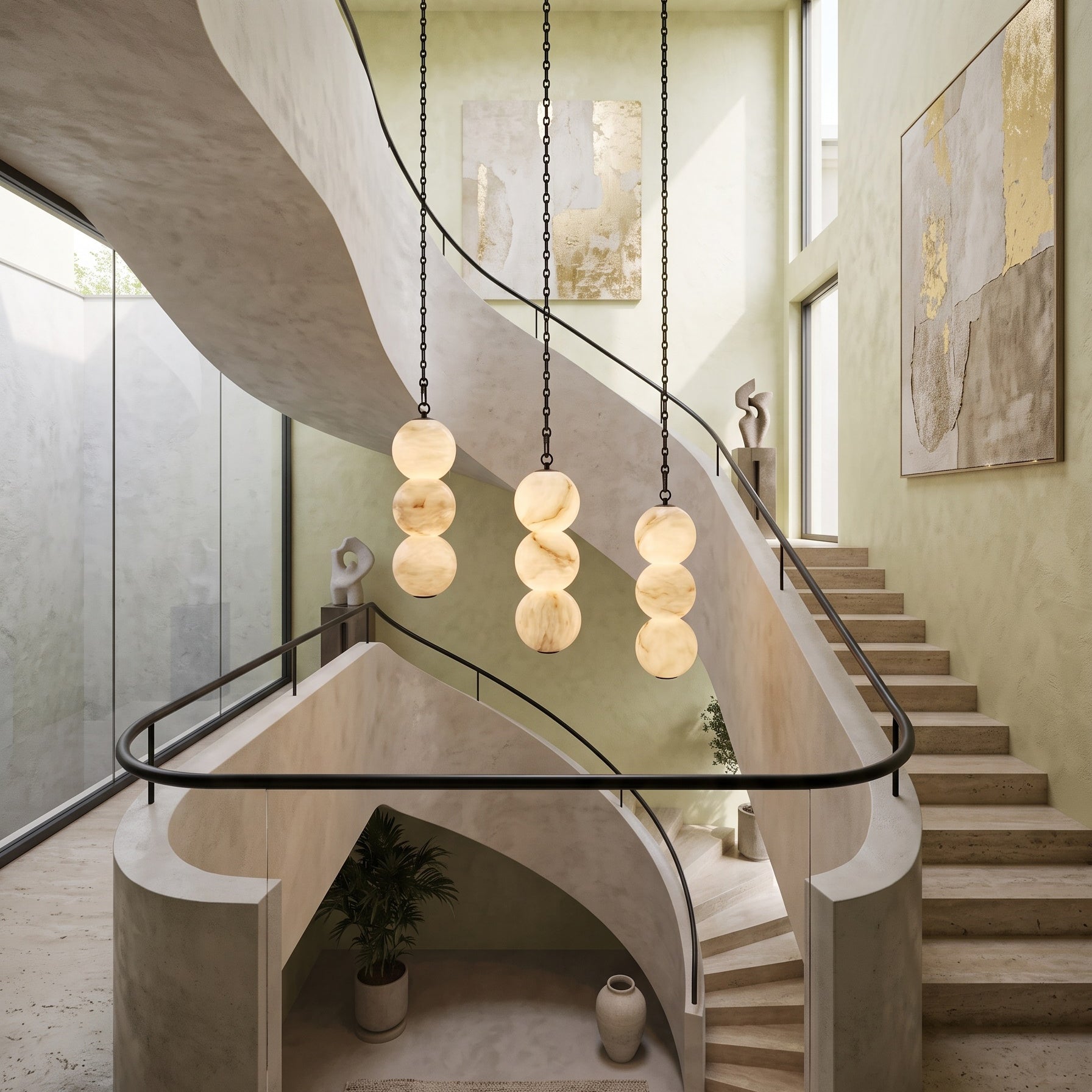 Pearl Chain Alabaster Chandelier
