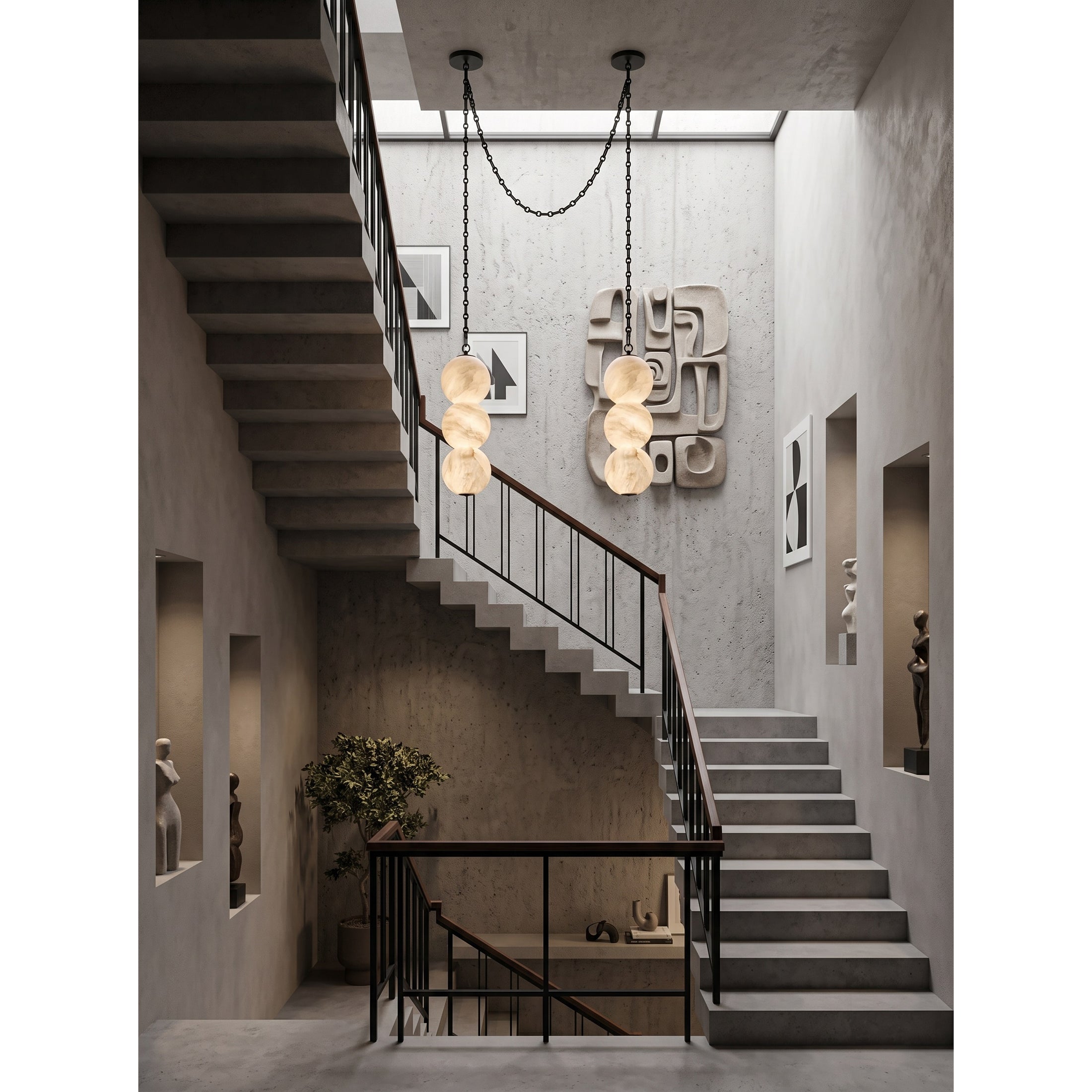 Pearl Chain Alabaster Chandelier