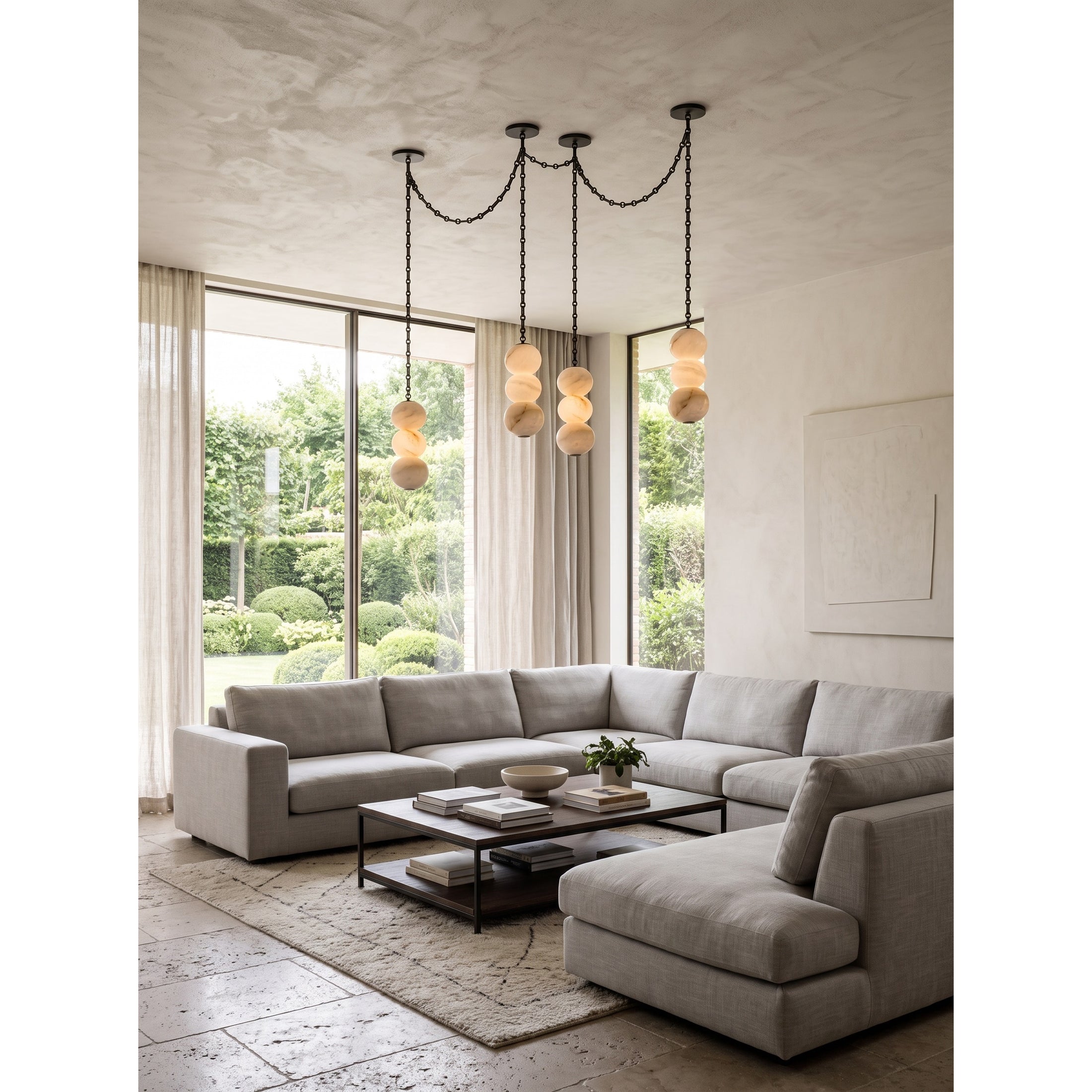 Pearl Chain Alabaster Chandelier