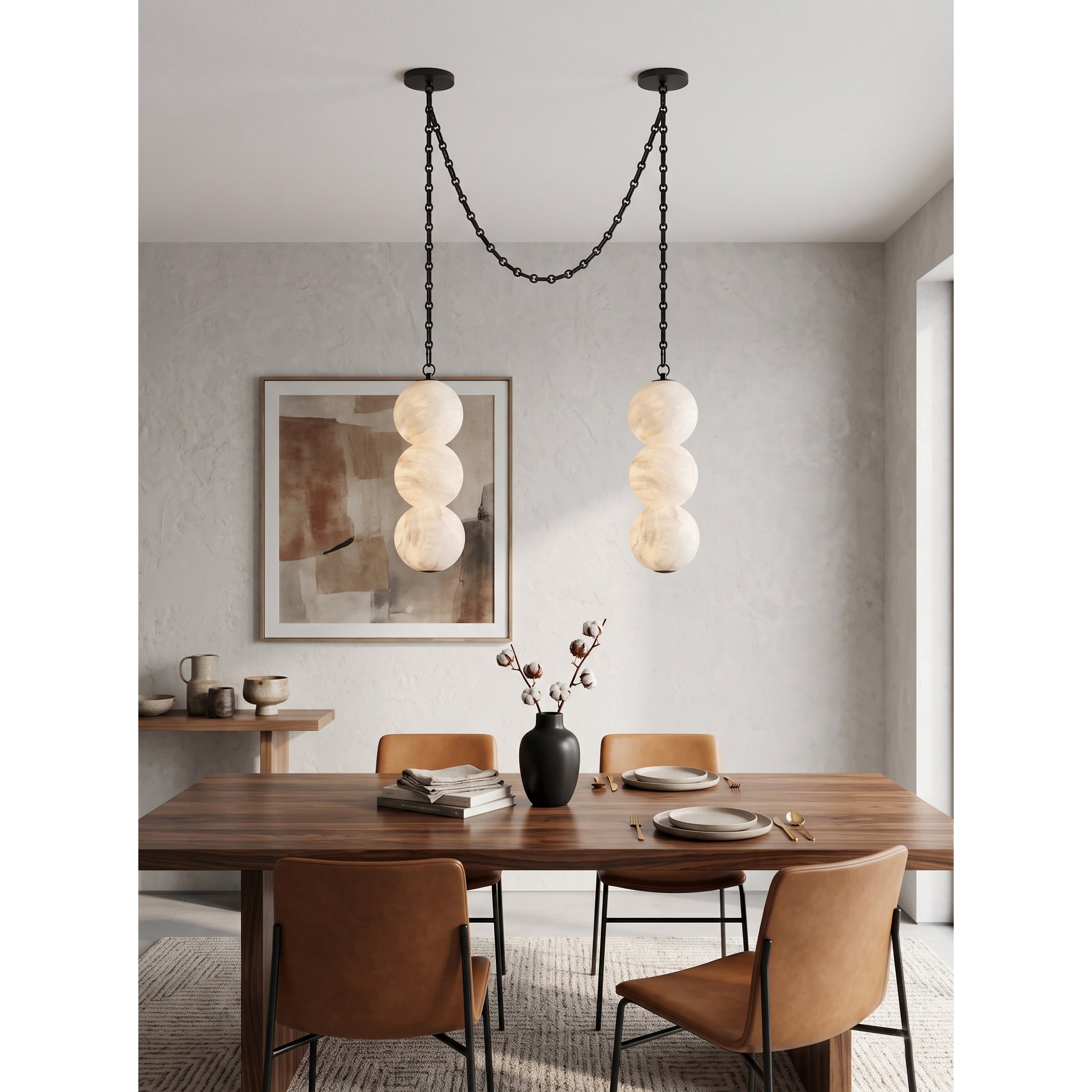 Pearl Chain Alabaster Chandelier