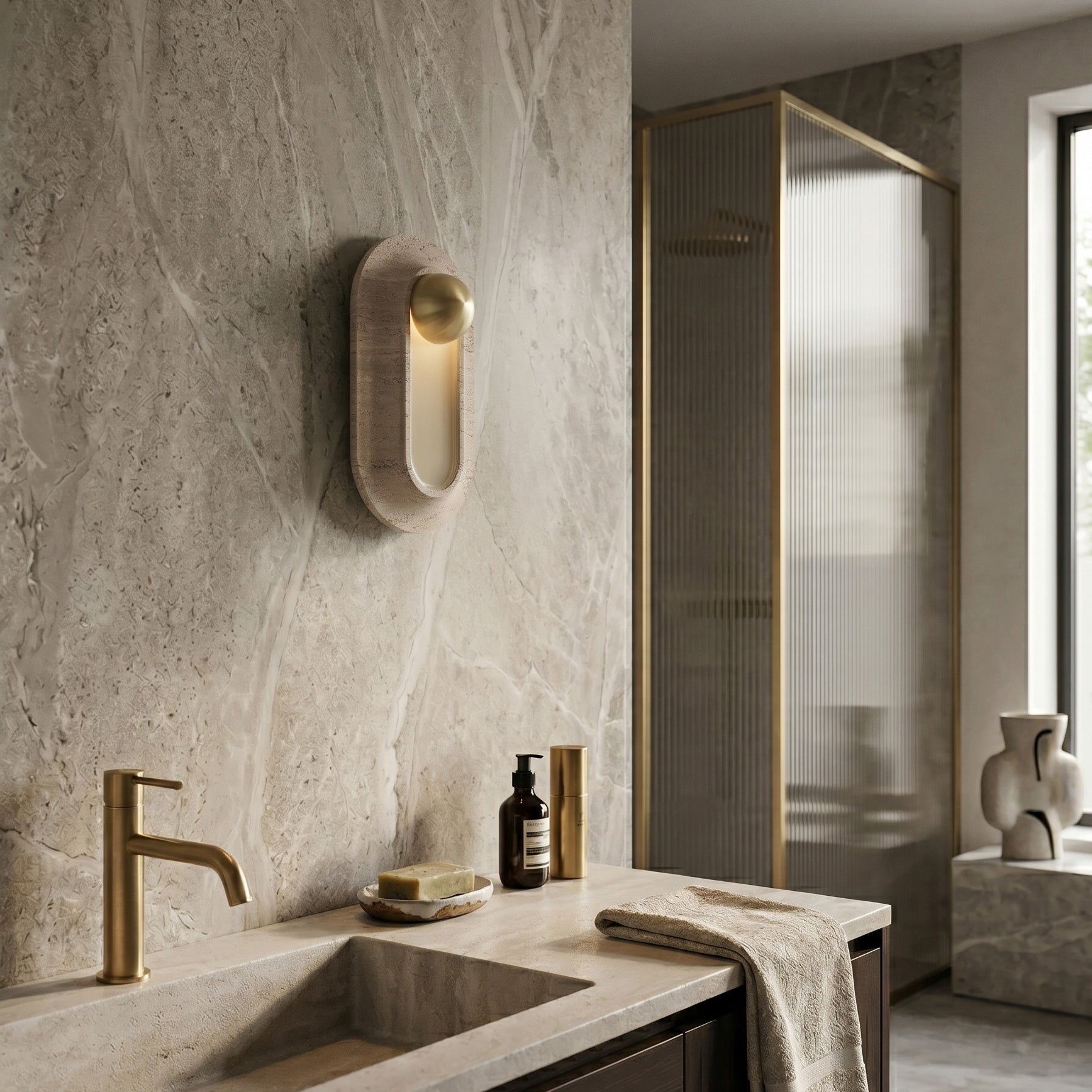 Pfaffikon Travertine Wall Sconce