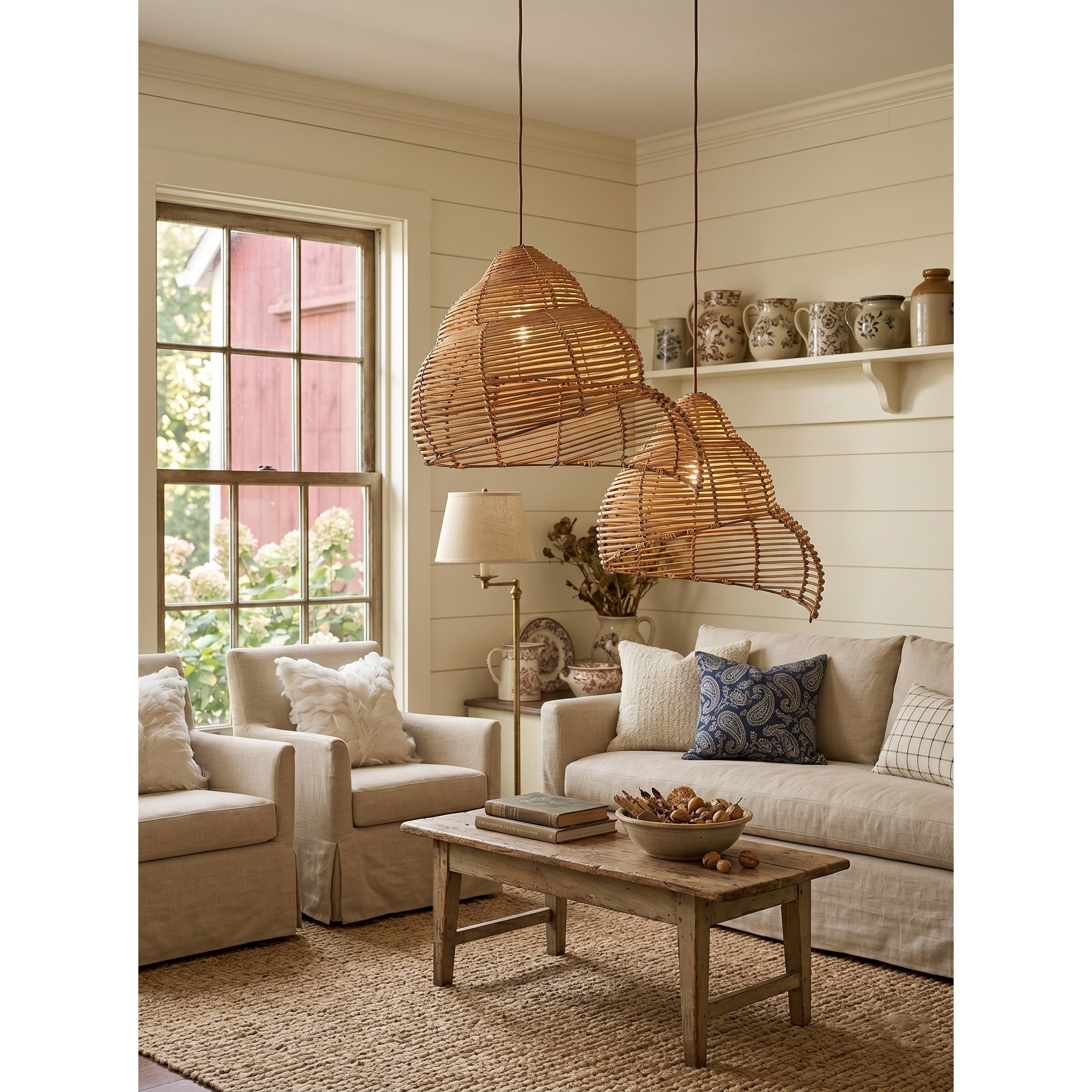 Rattan Spiral Shell Pendant Lamp