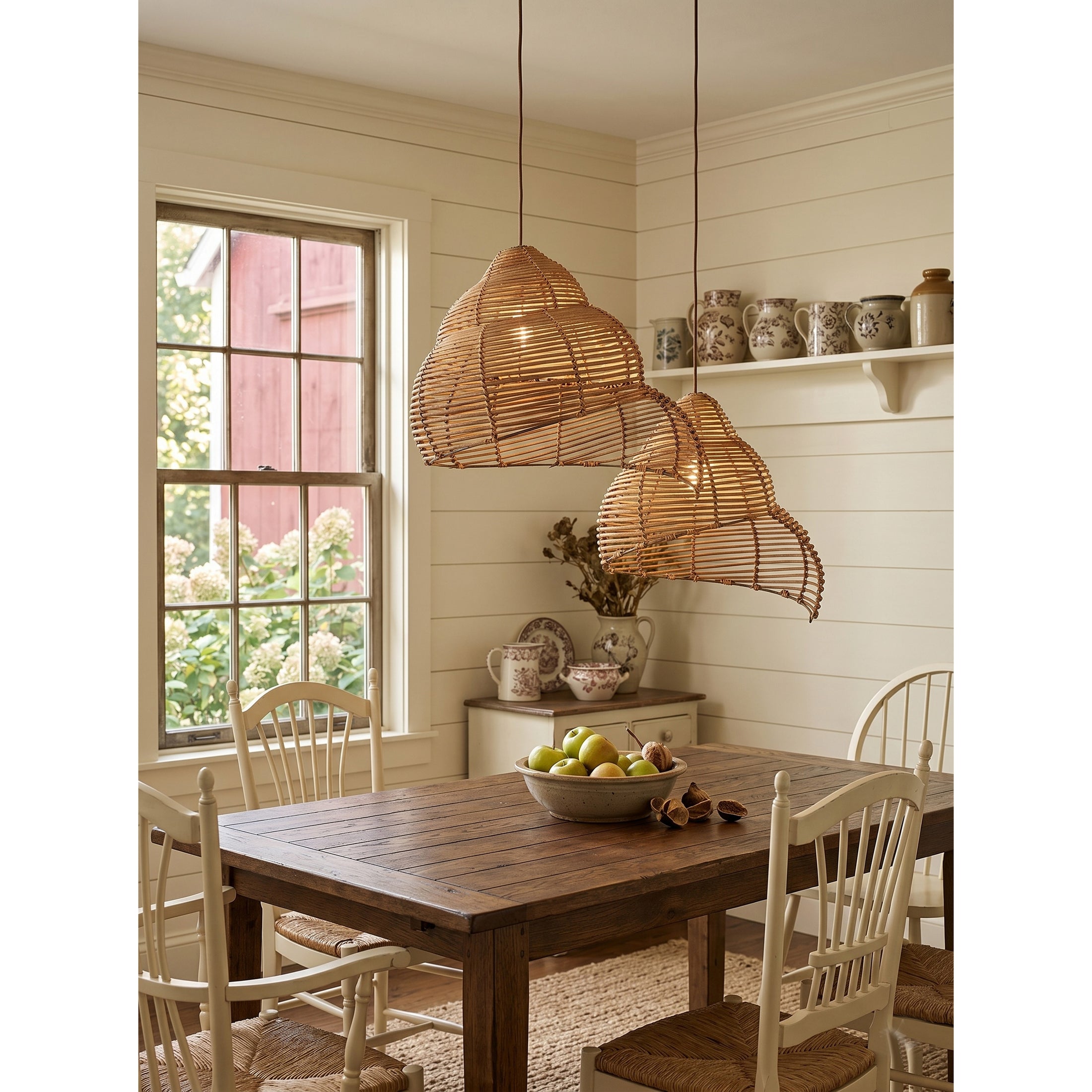 Rattan Spiral Shell Pendant Lamp