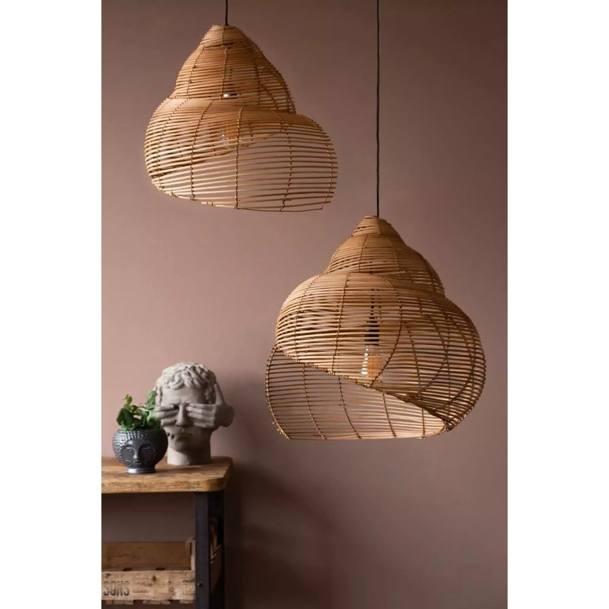 Rattan Spiral Shell Pendant Lamp