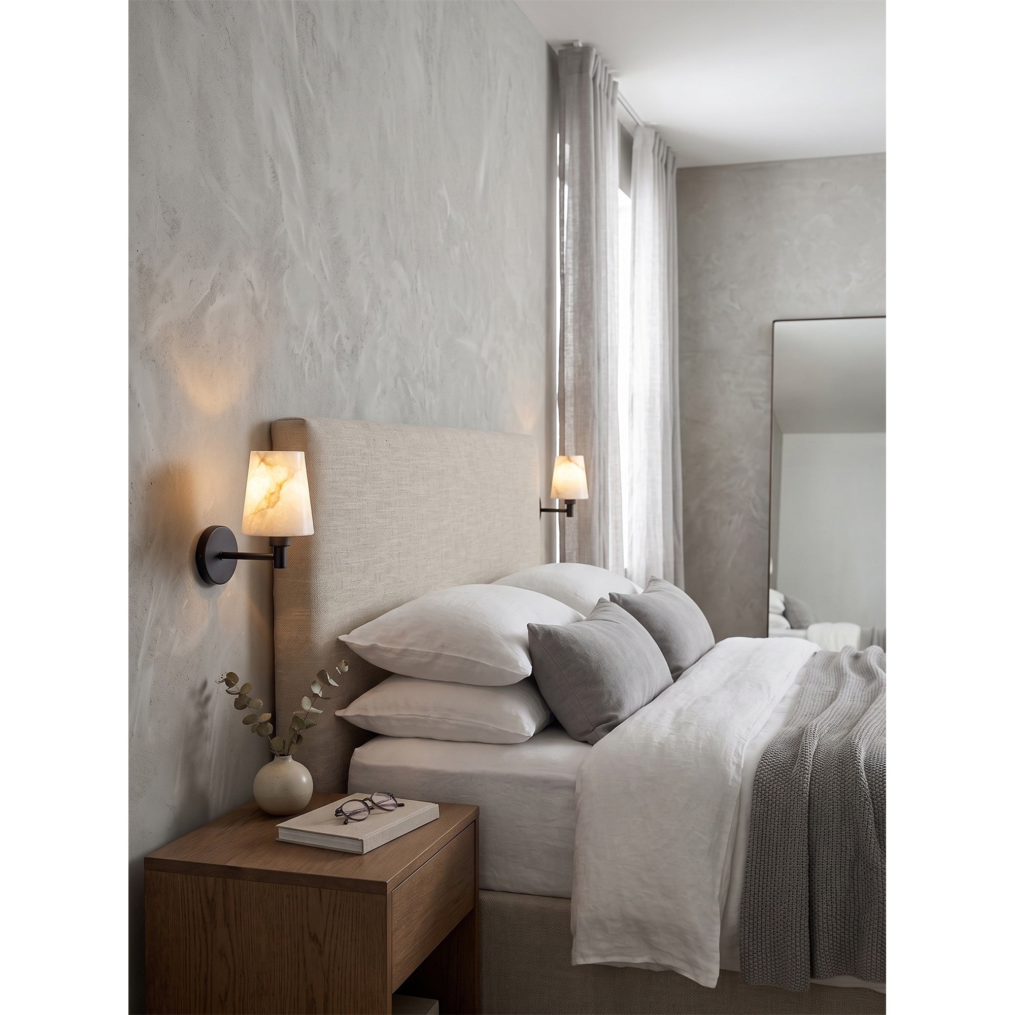 Rhodes Alabaster Short Wall Sconce