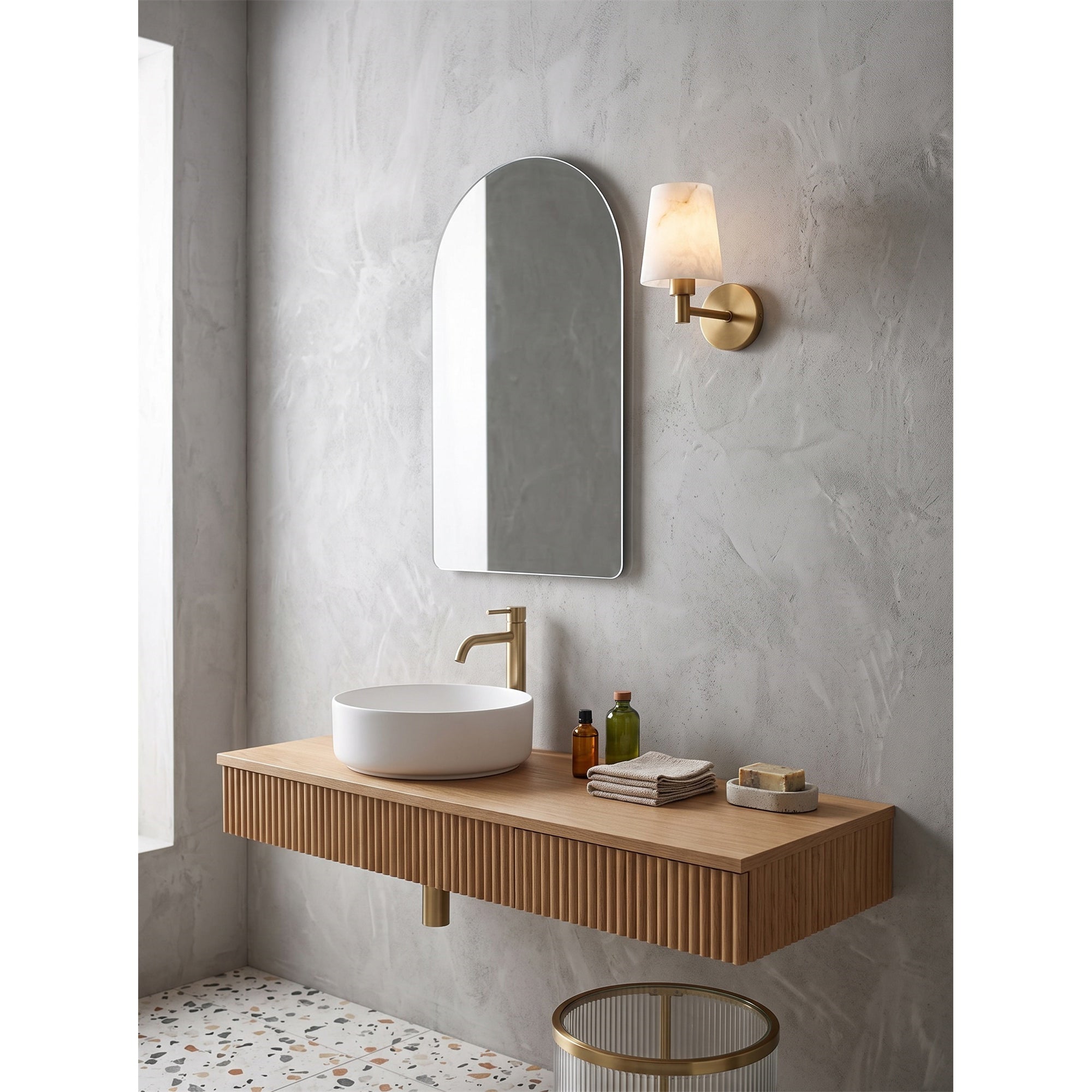 Rhodes Alabaster Short Wall Sconce