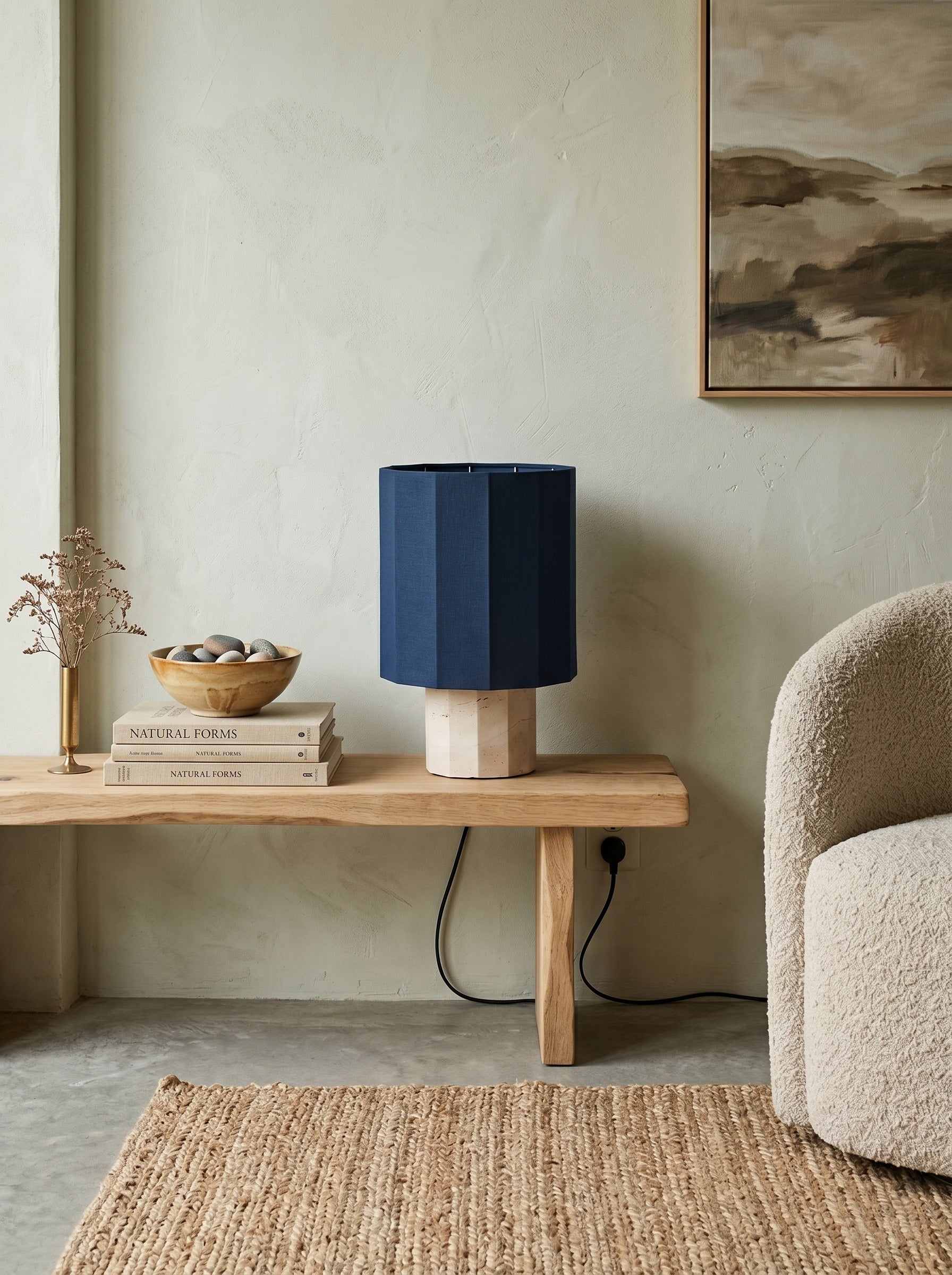 Roma Dodecagon Travertine Table Lamp