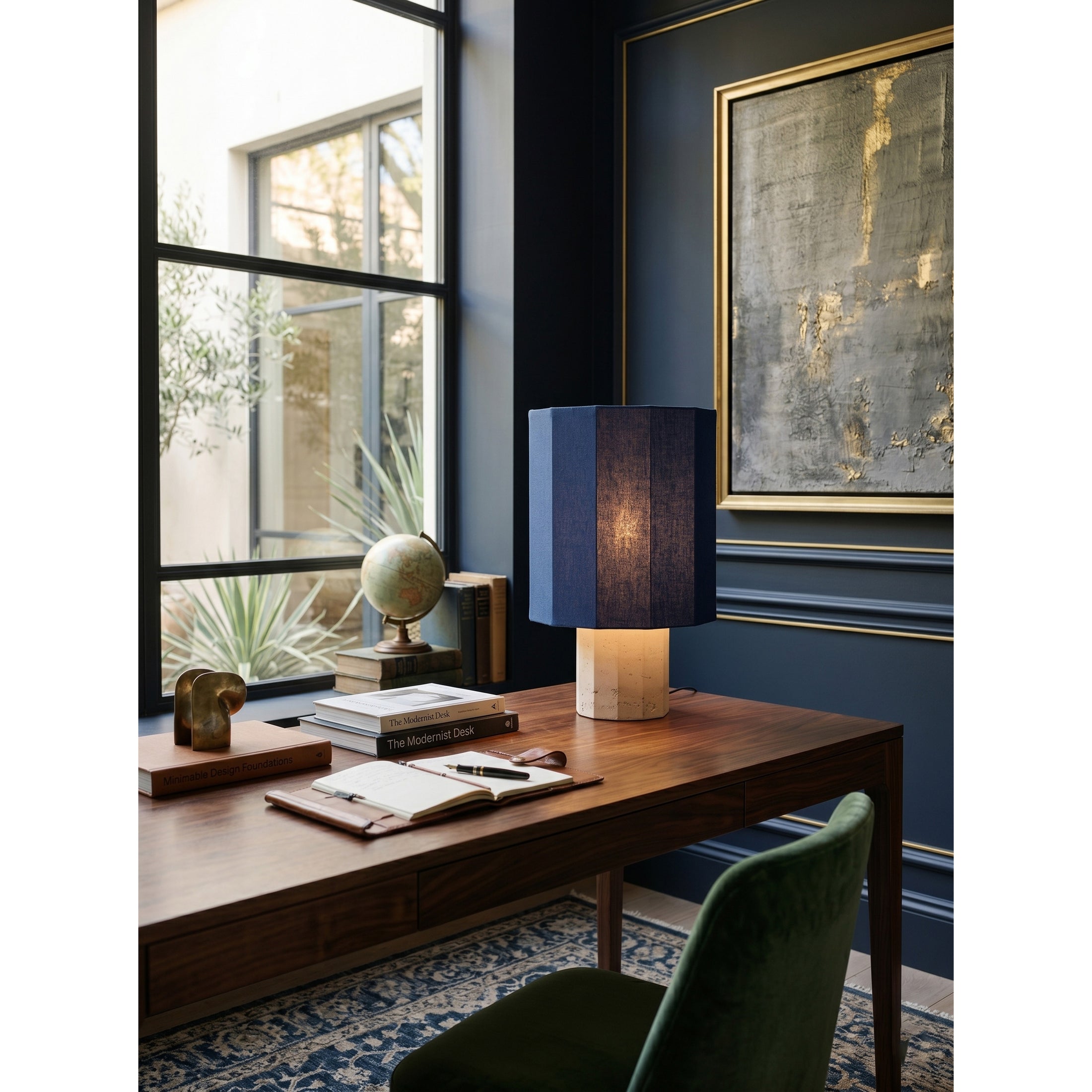 Roma Dodecagon Travertine Table Lamp