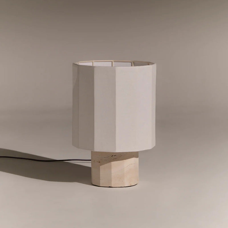 Roma Dodecagon Travertine Table Lamp