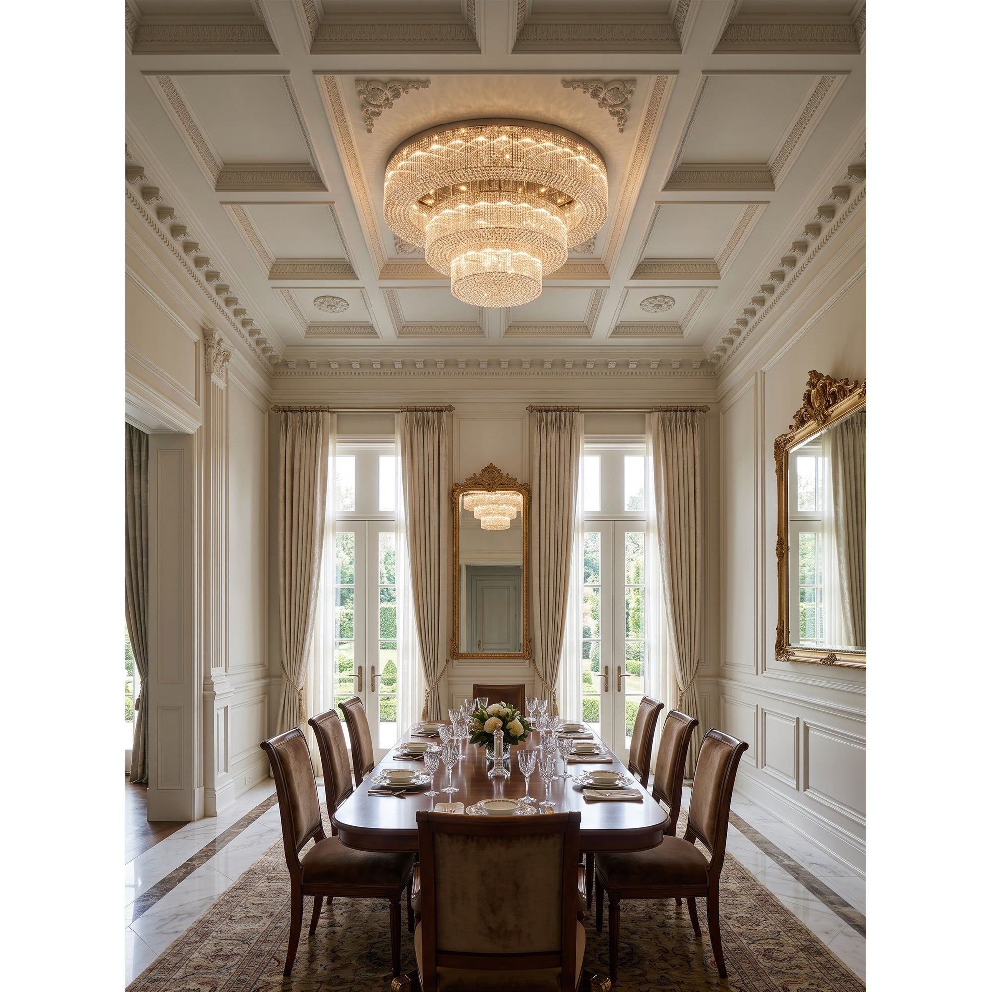 Snma Round Crystal Flush Mount Ceiling Light