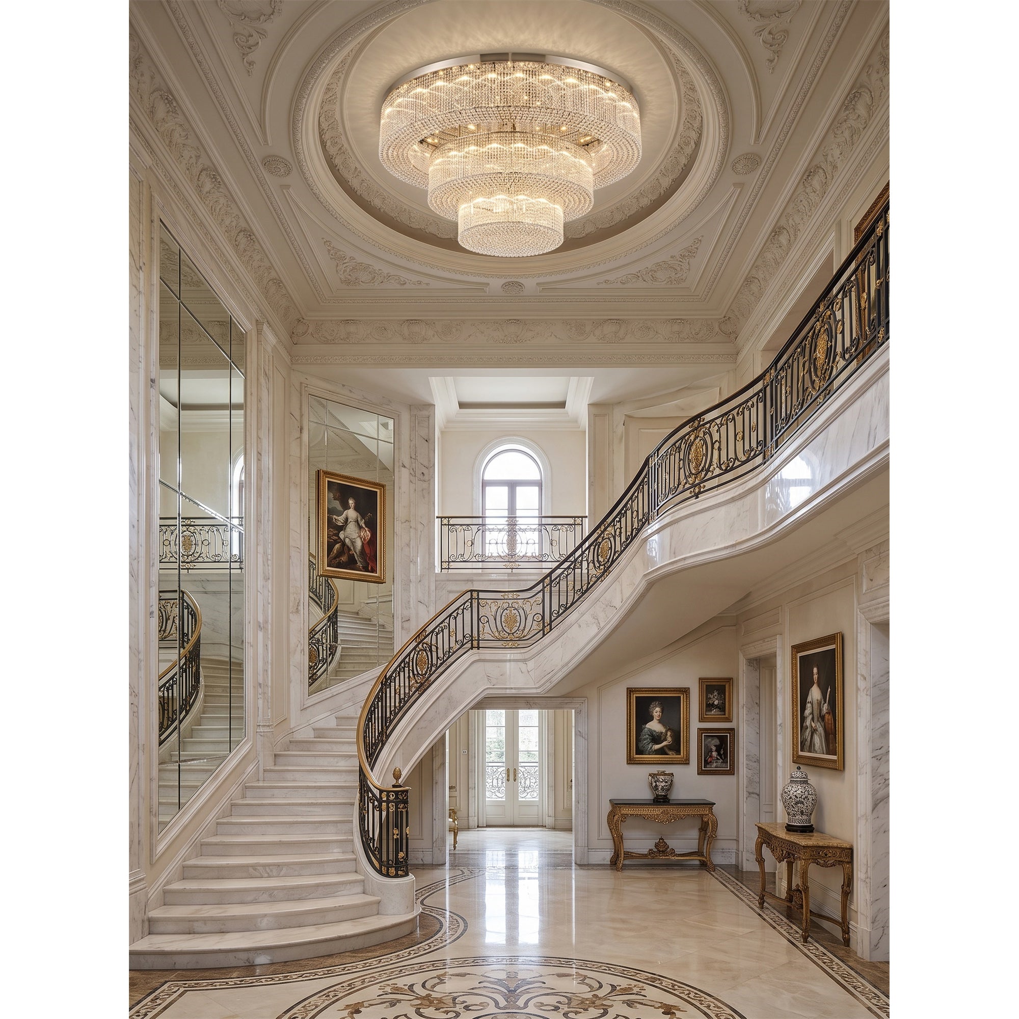 Snma Round Crystal Flush Mount Ceiling Light