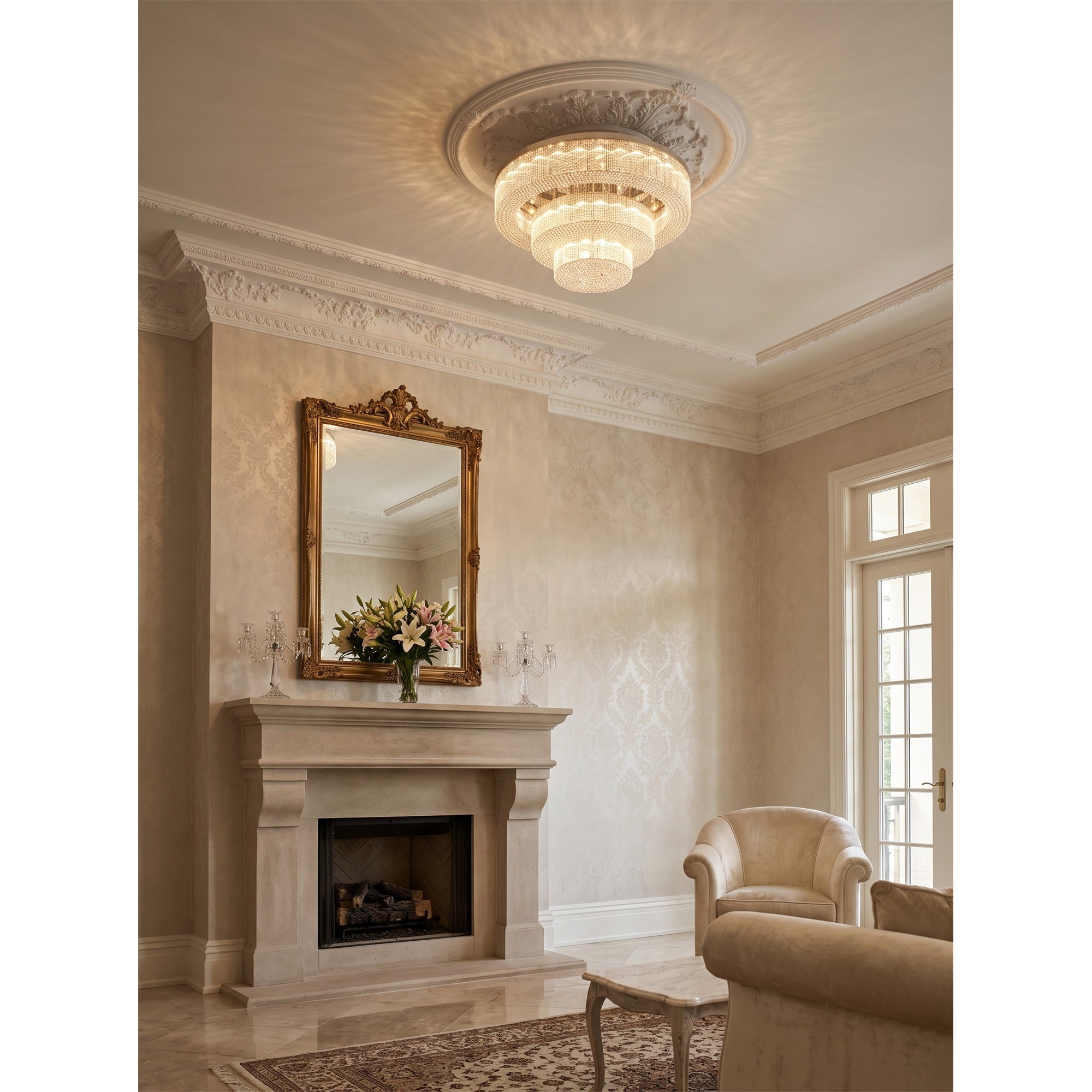 Snma Round Crystal Flush Mount Ceiling Light