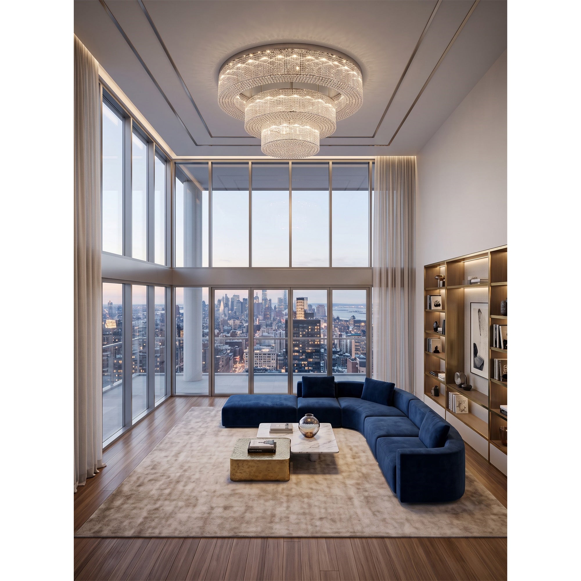 Snma Round Crystal Flush Mount Ceiling Light