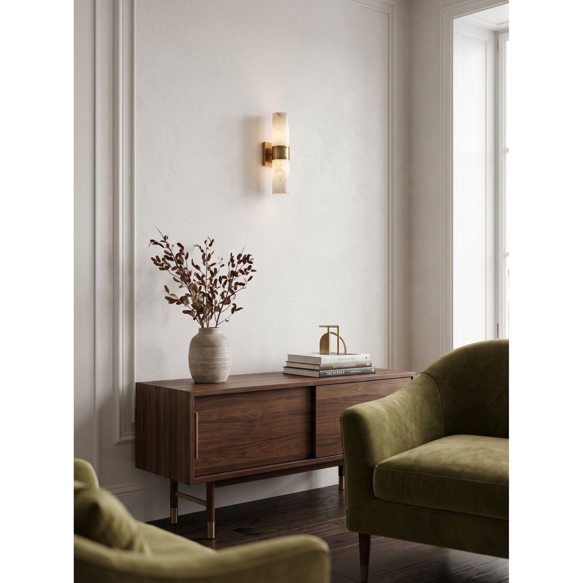 Soleil Fluted Alabaster Wall Sconce