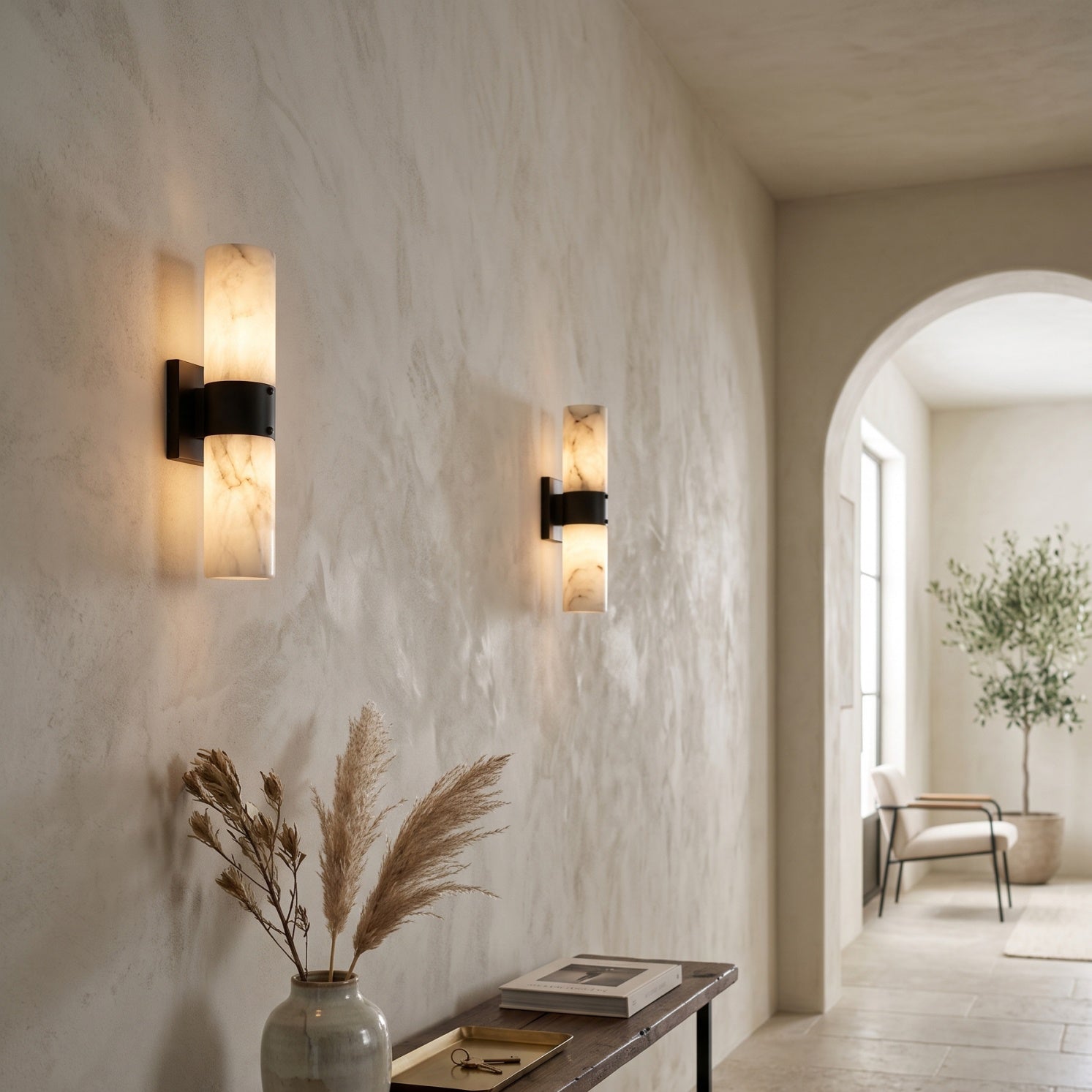 Soleil Fluted Alabaster Wall Sconce