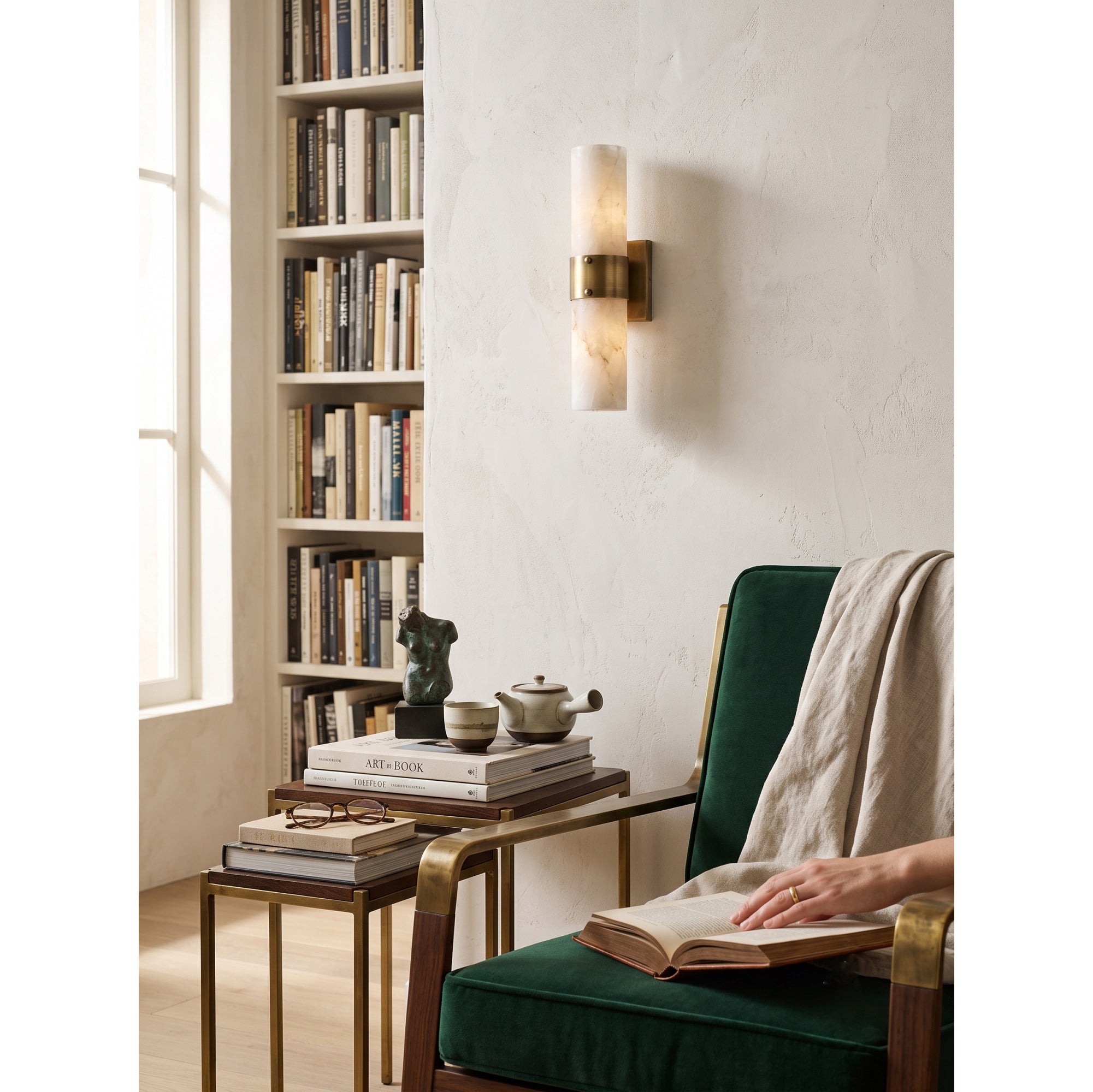 Soleil Fluted Alabaster Wall Sconce