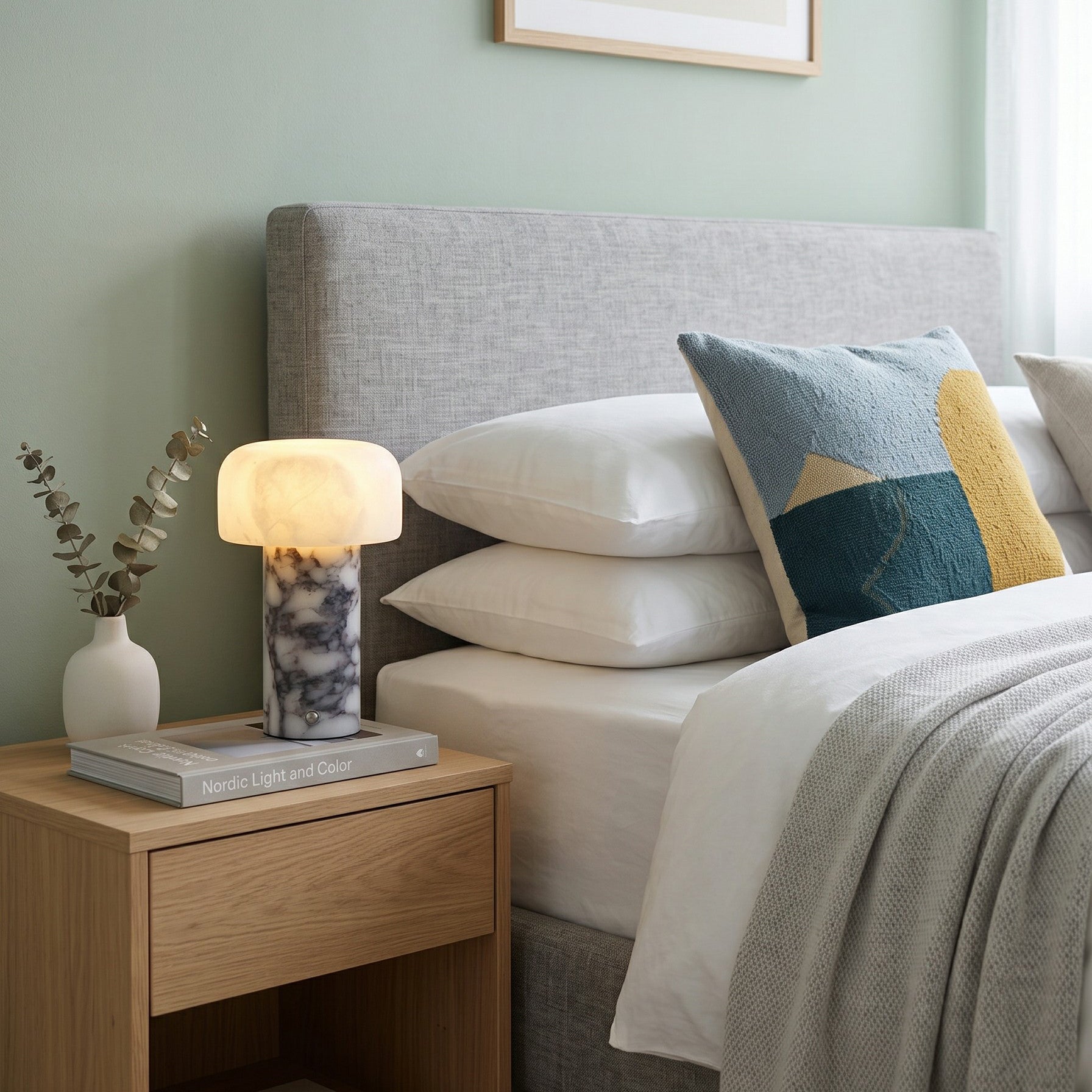 Sorvane Marble Alabaster Table Lamp (Built-in Battery)