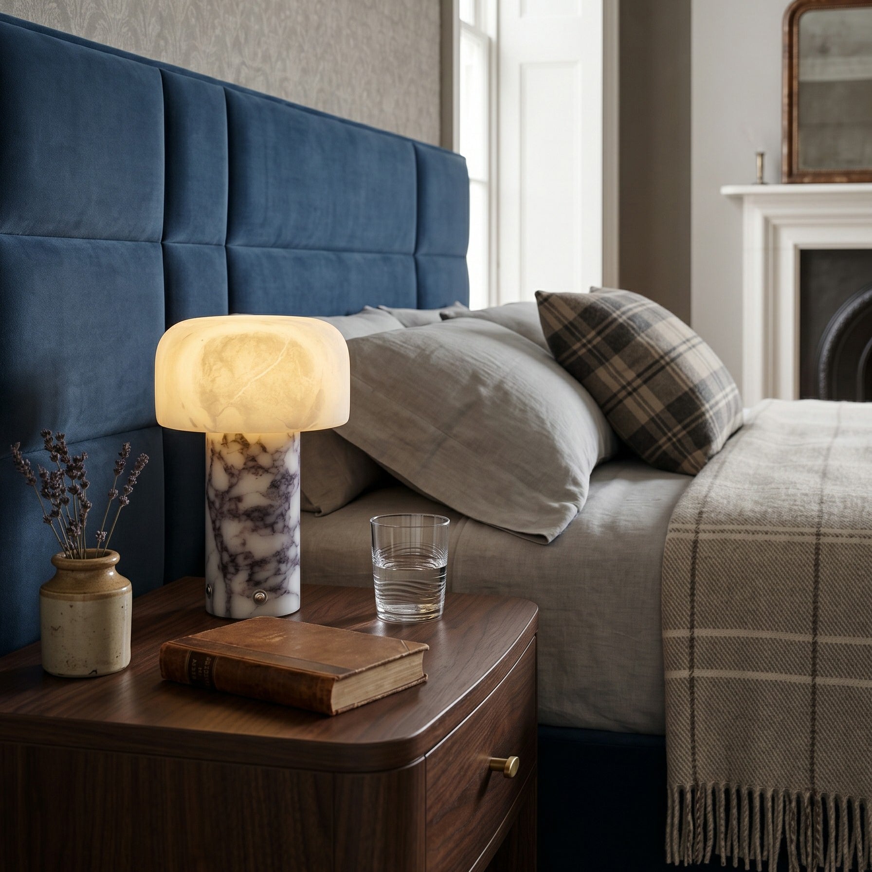 Sorvane Marble Alabaster Table Lamp (Built-in Battery)