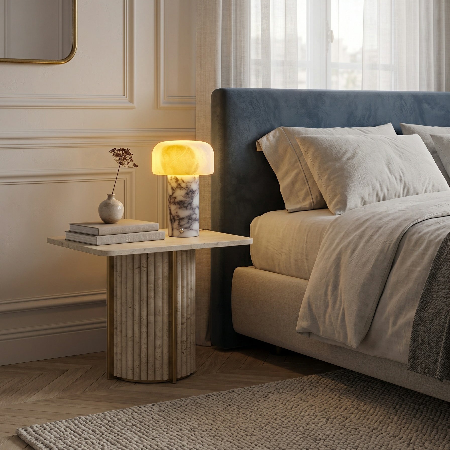 Sorvane Marble Alabaster Table Lamp (Built-in Battery)