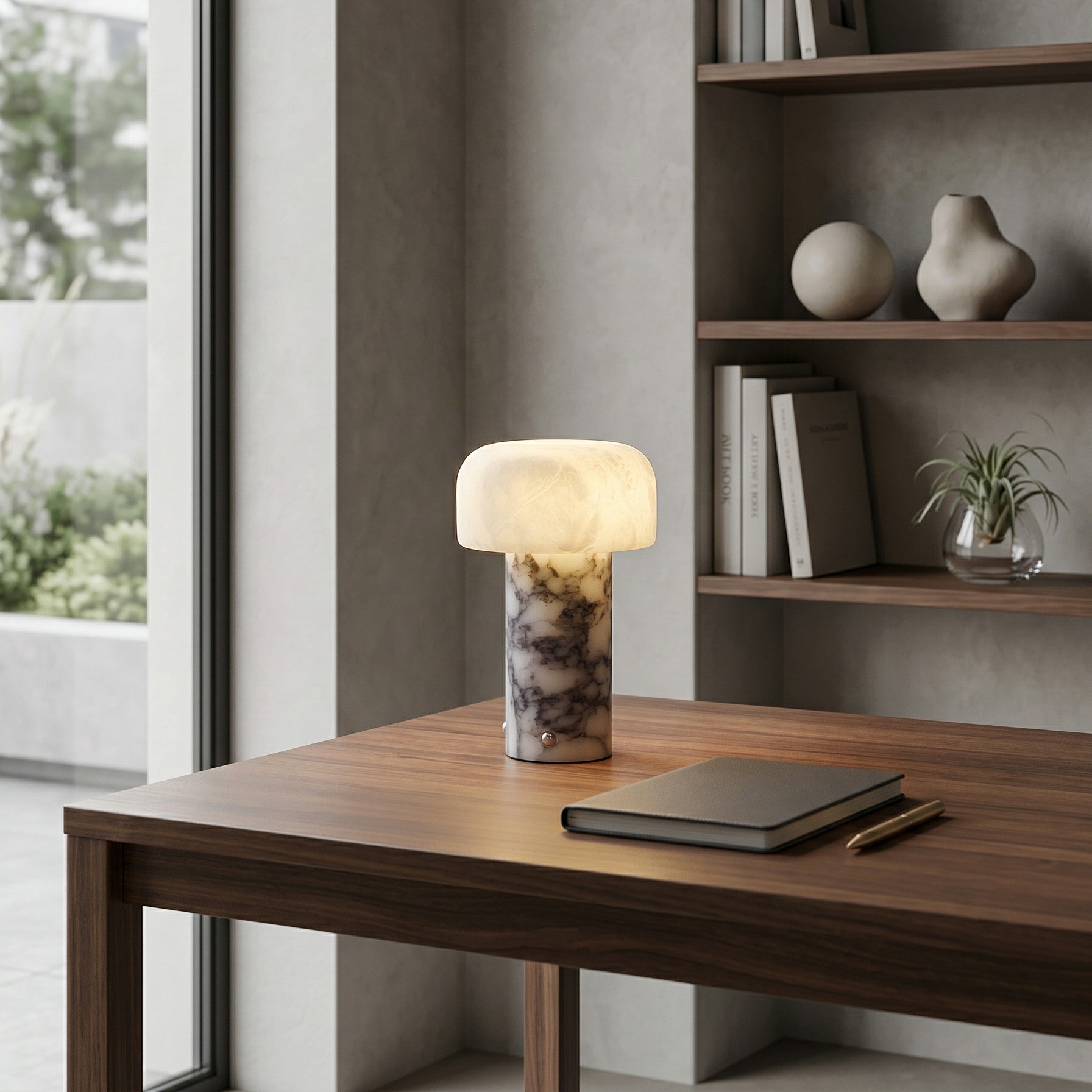 Sorvane Marble Alabaster Table Lamp (Built-in Battery)