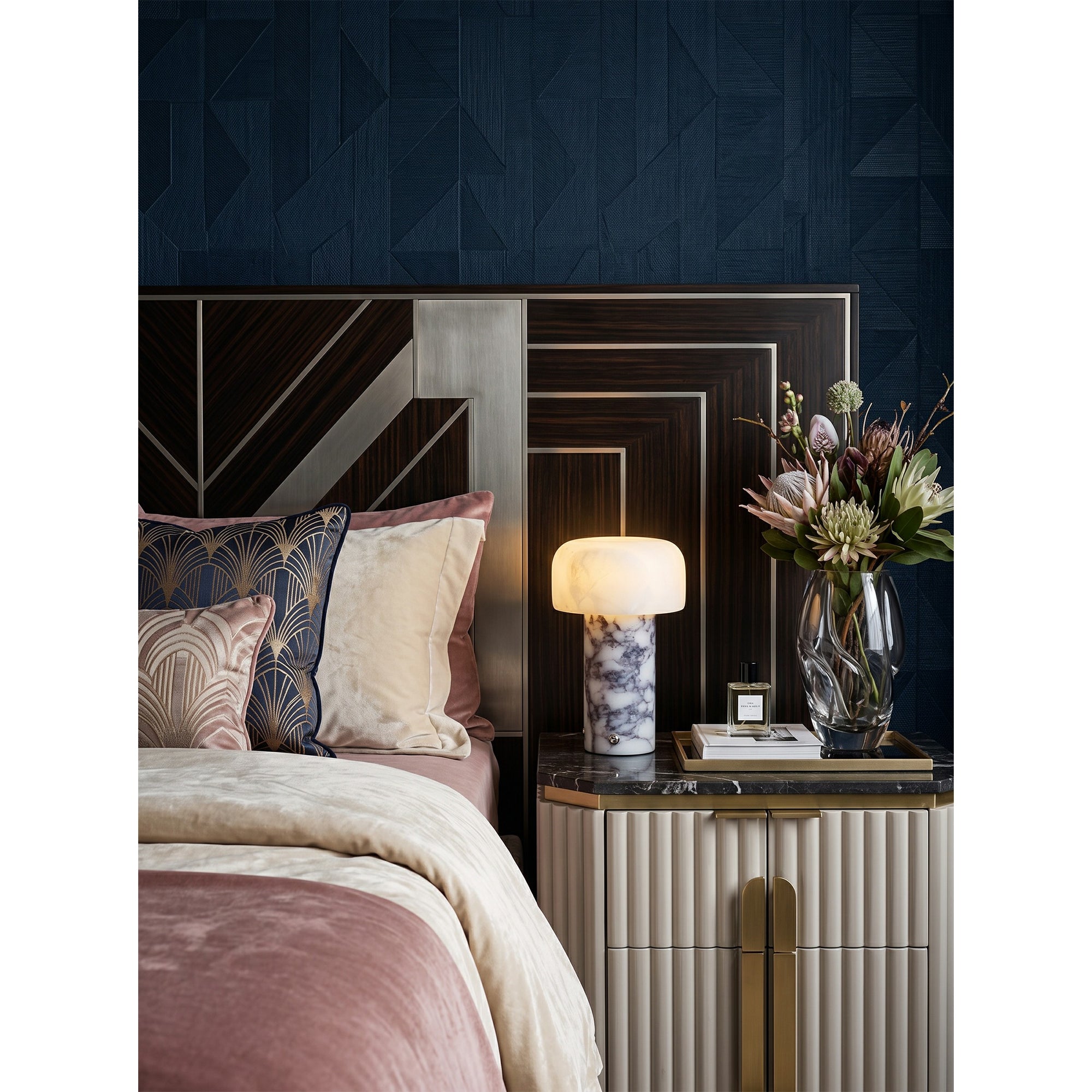 Sorvane Marble Alabaster Table Lamp (Built-in Battery)