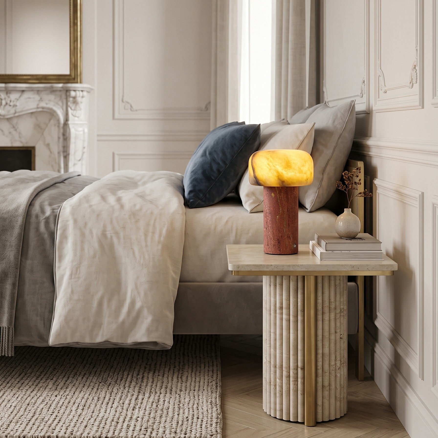 Sorvane Marble Alabaster Table Lamp (Built-in Battery)