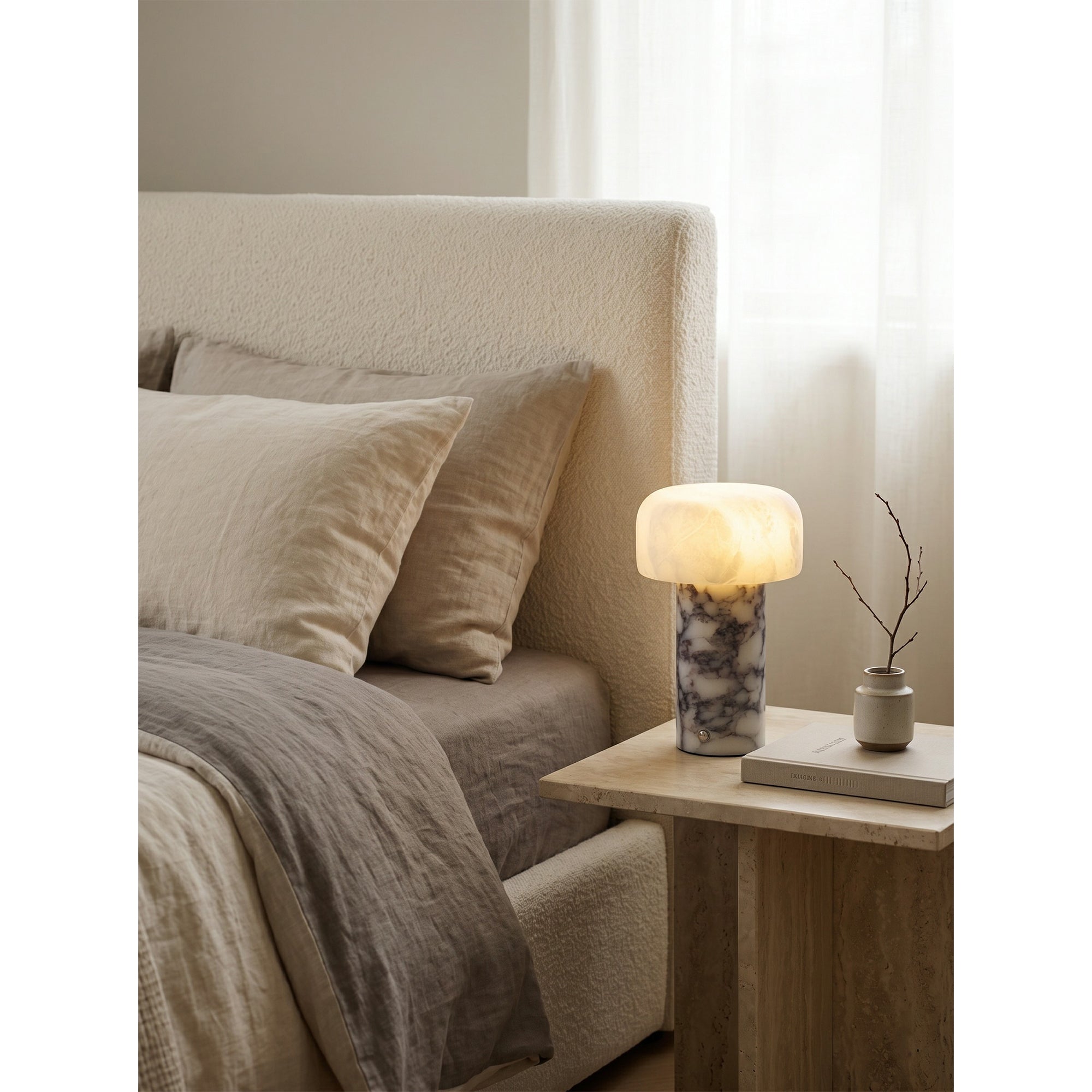 Sorvane Marble Alabaster Table Lamp (Built-in Battery)