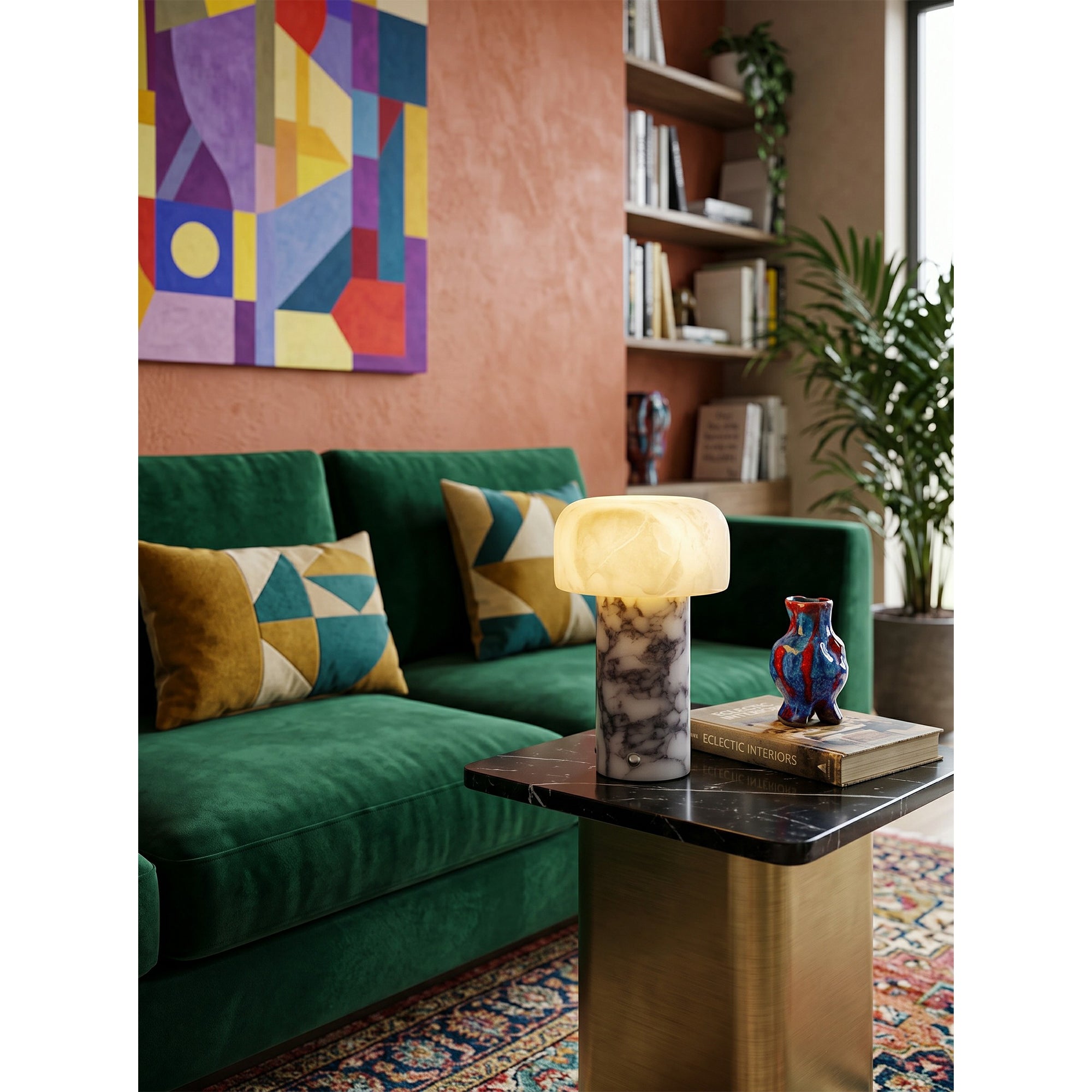 Sorvane Marble Alabaster Table Lamp (Built-in Battery)