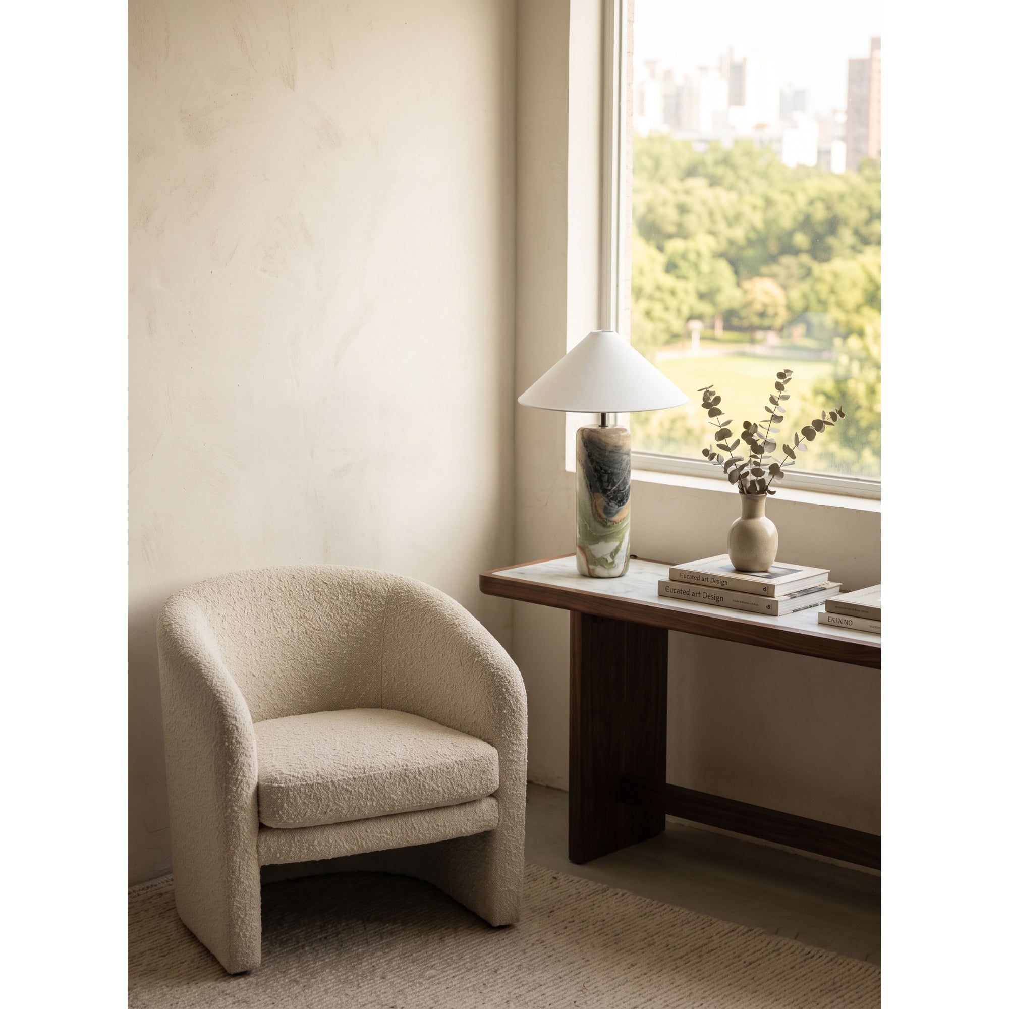 Tall Floral Marble Table Lamp