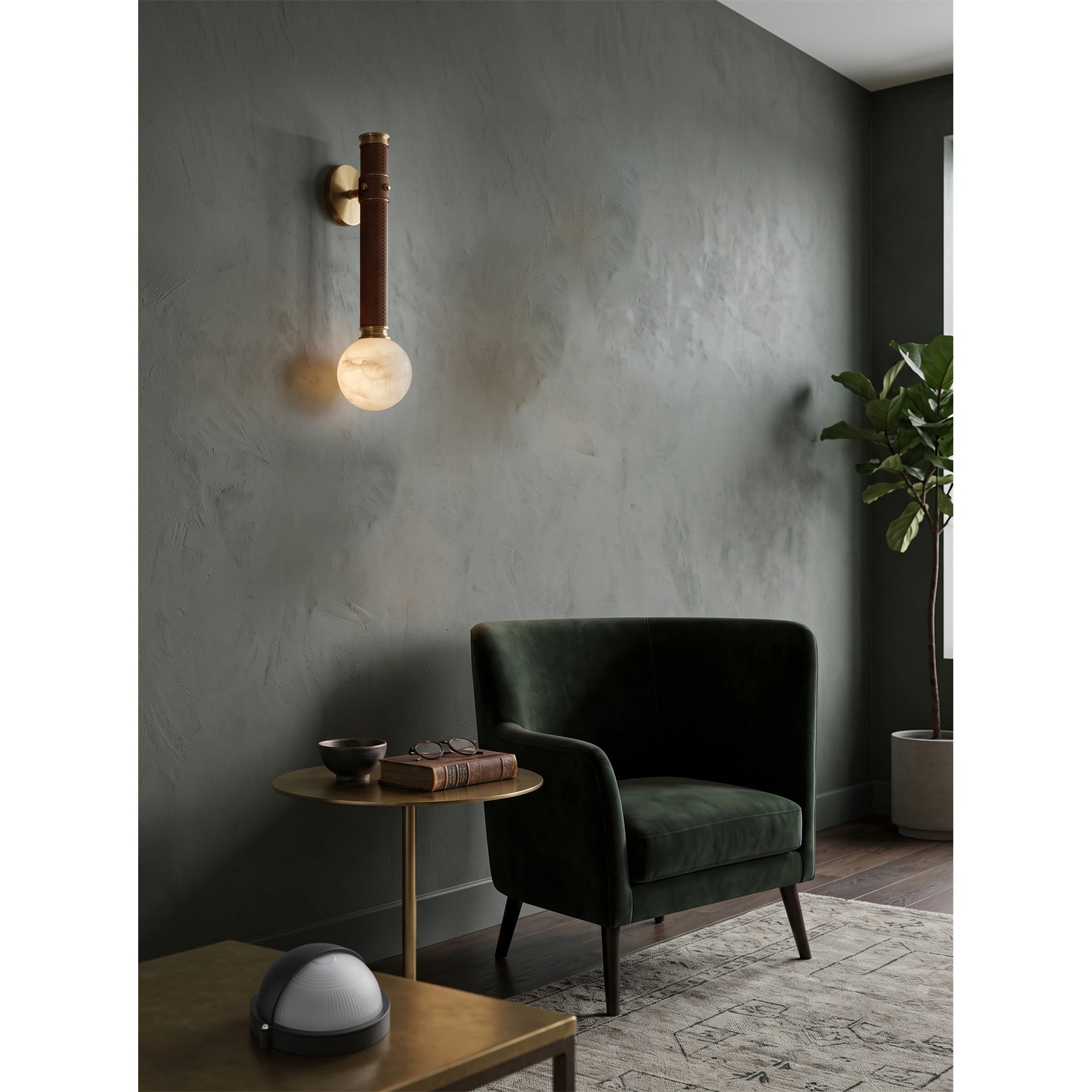 Threadline Alabaster Globe Wall Sconce