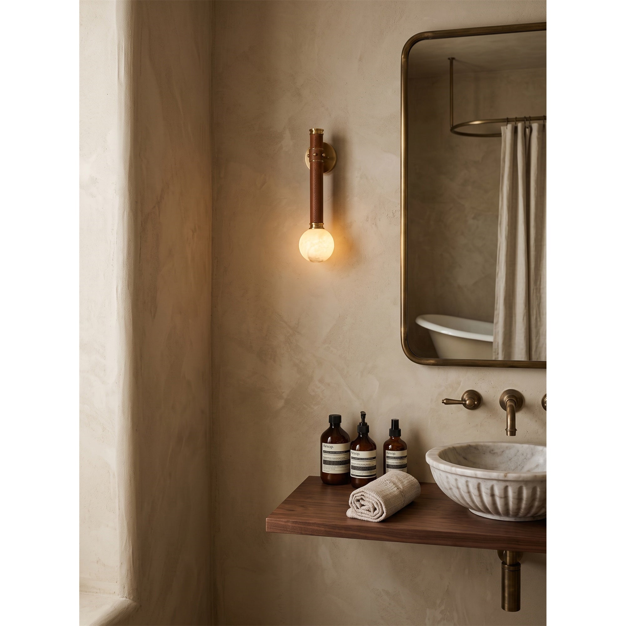 Threadline Alabaster Globe Wall Sconce