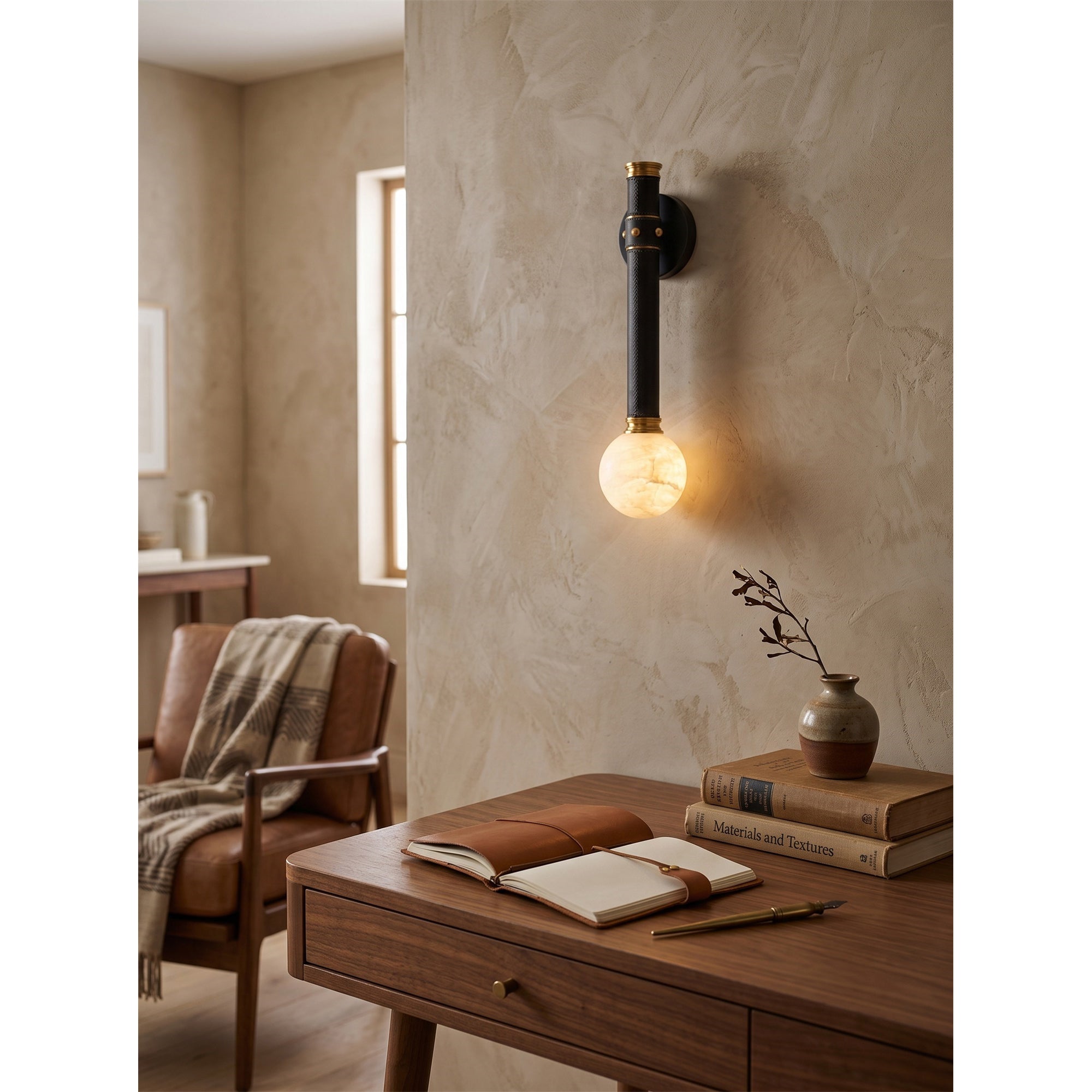 Threadline Alabaster Globe Wall Sconce