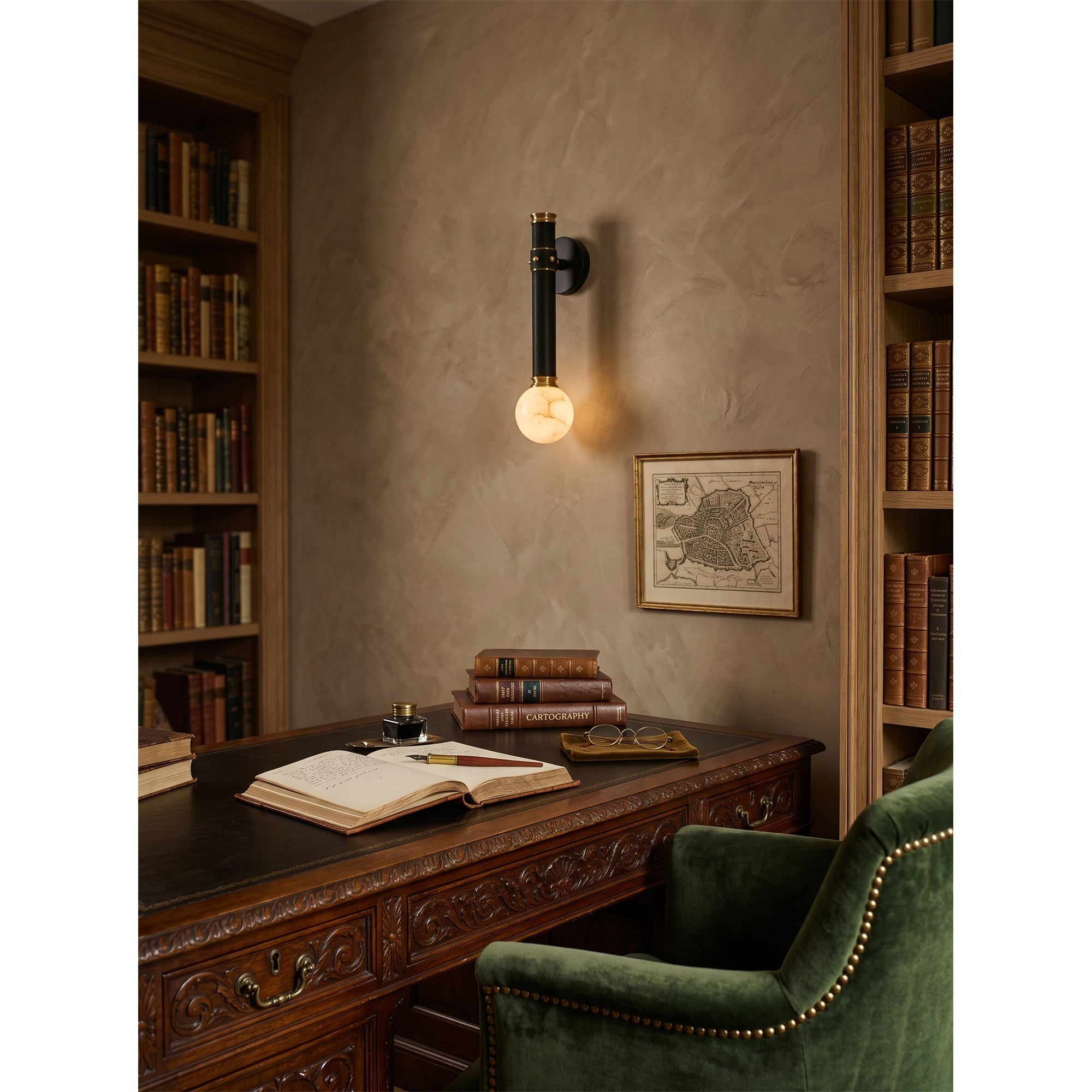 Threadline Alabaster Globe Wall Sconce