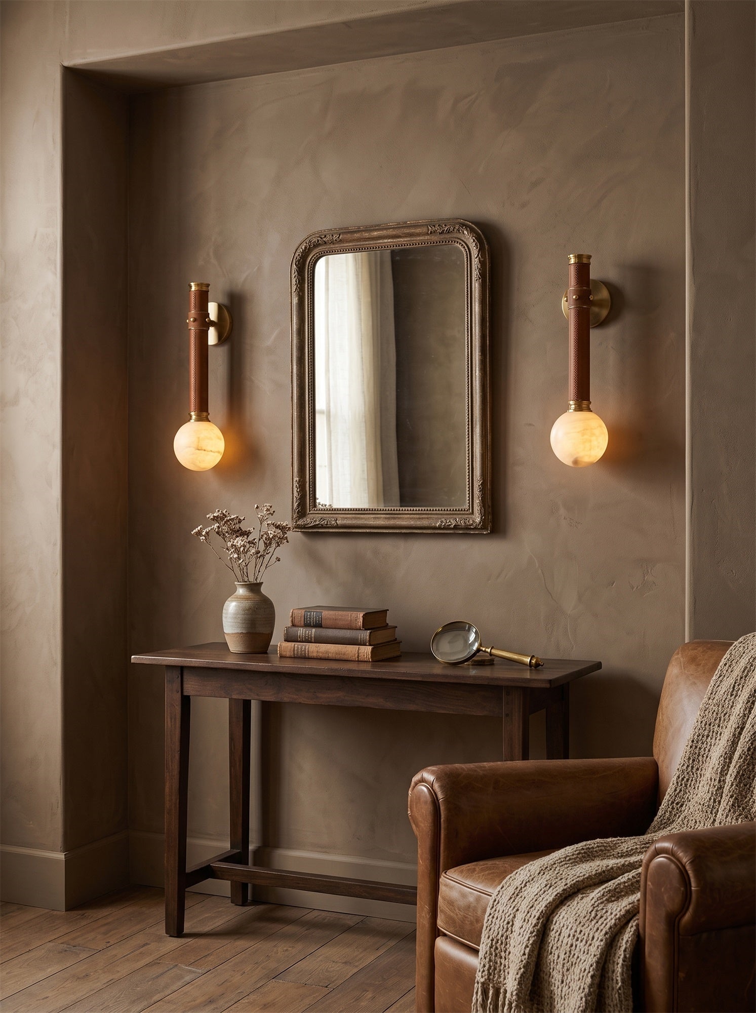 Threadline Alabaster Globe Wall Sconce