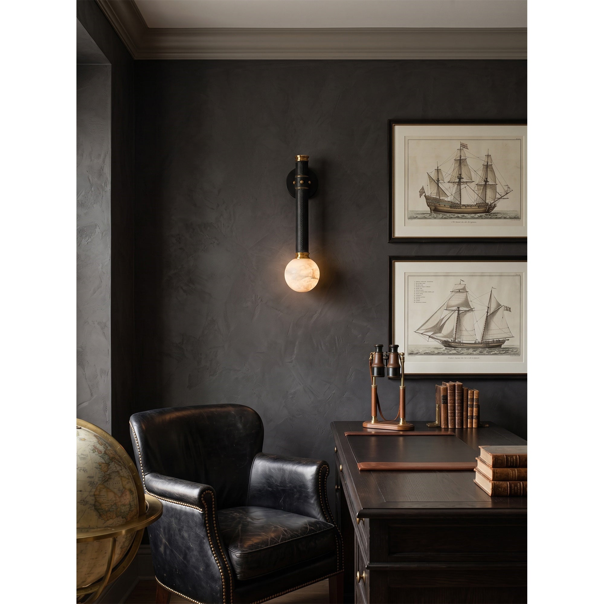 Threadline Alabaster Globe Wall Sconce