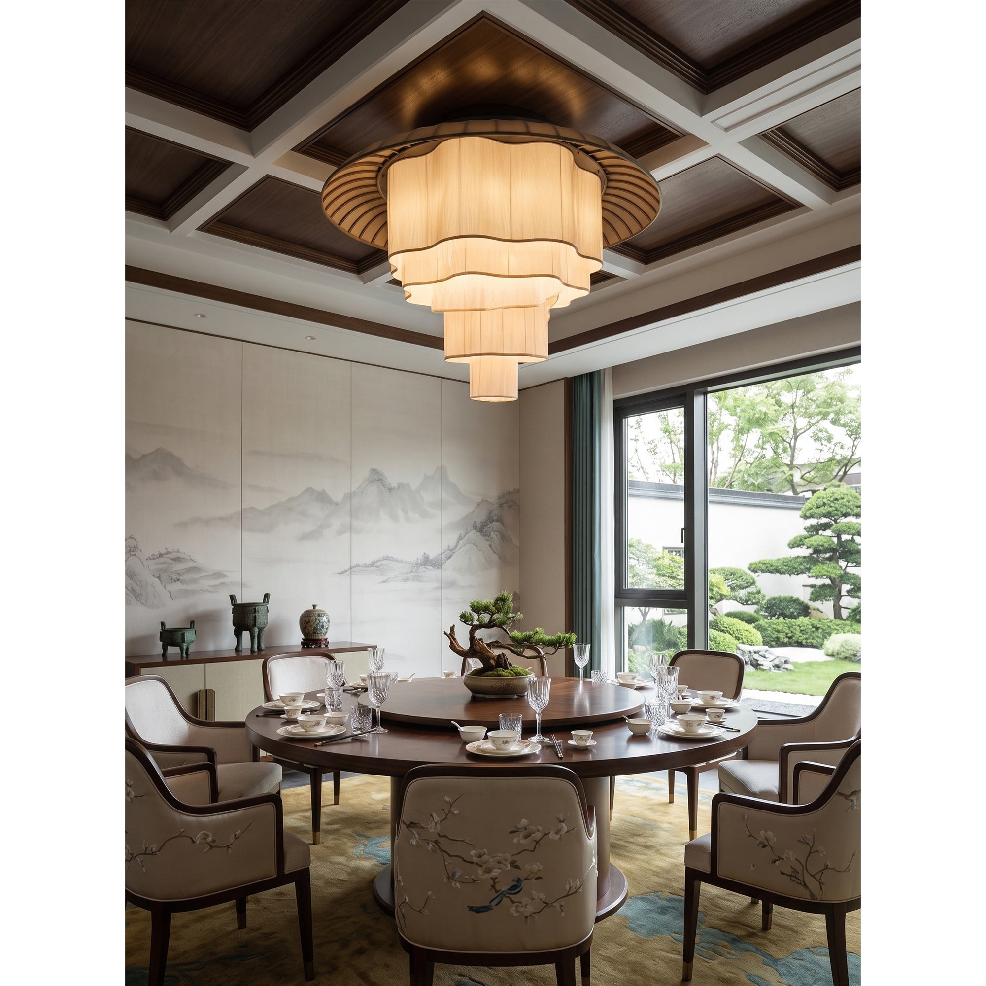 Tiered Wave-edge Fabric Chandelier