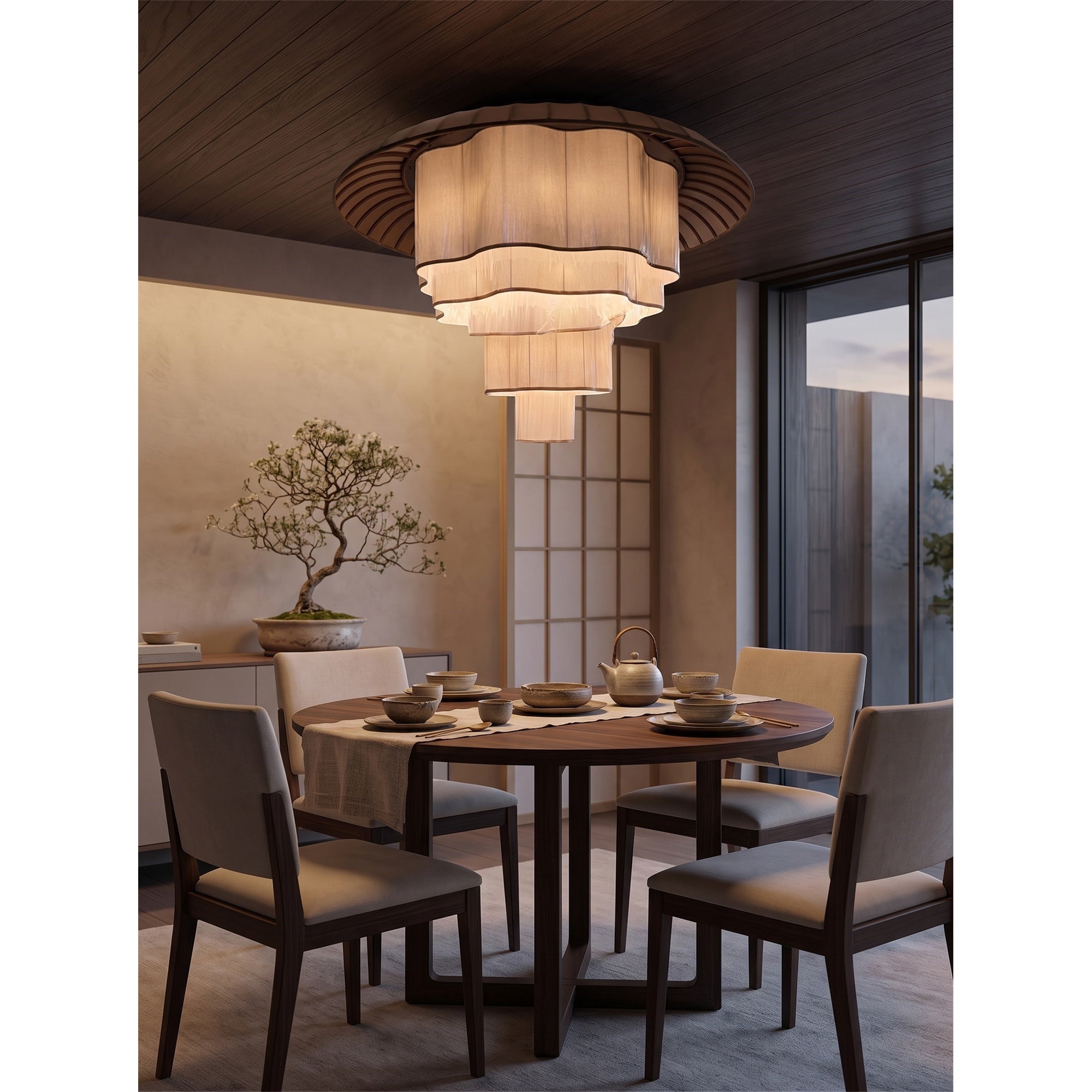 Tiered Wave-edge Fabric Chandelier