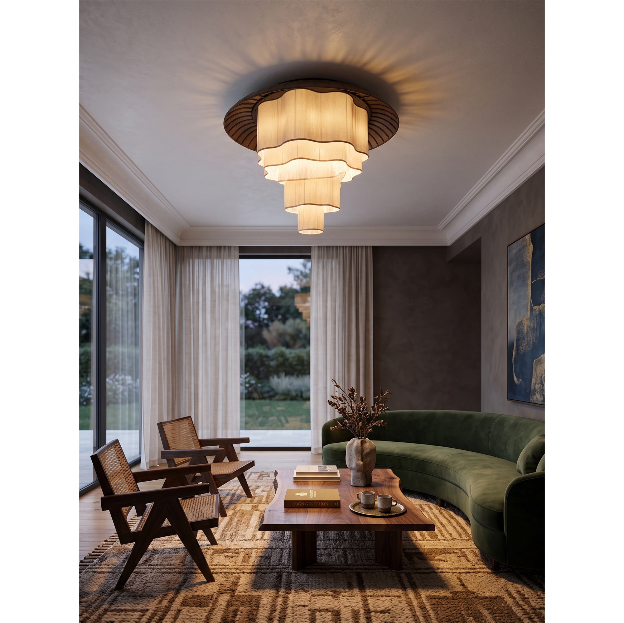 Tiered Wave-edge Fabric Chandelier